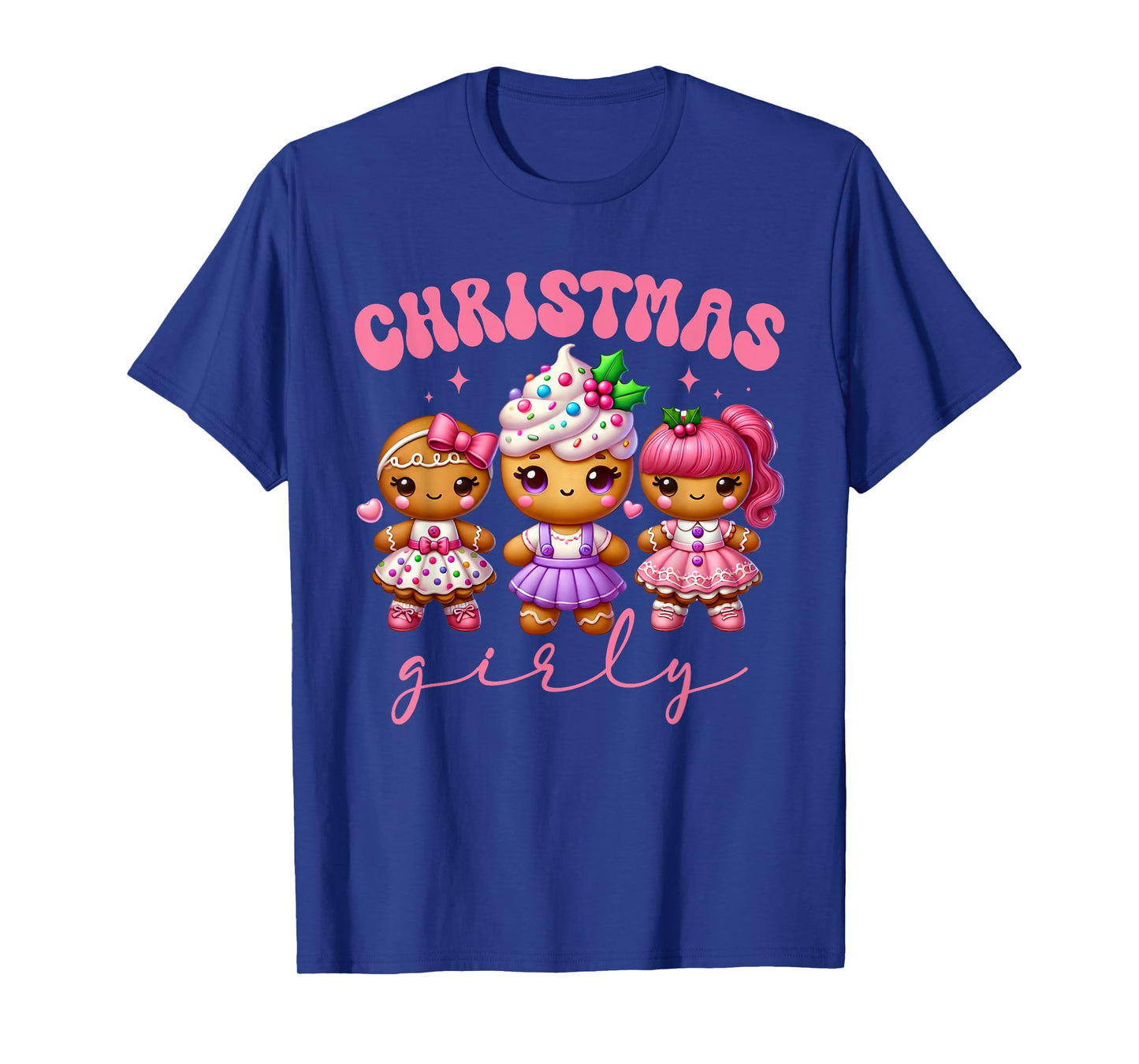 Pink Cute Gingerbread Christmas Girly Pajama Outfits T-Shirt