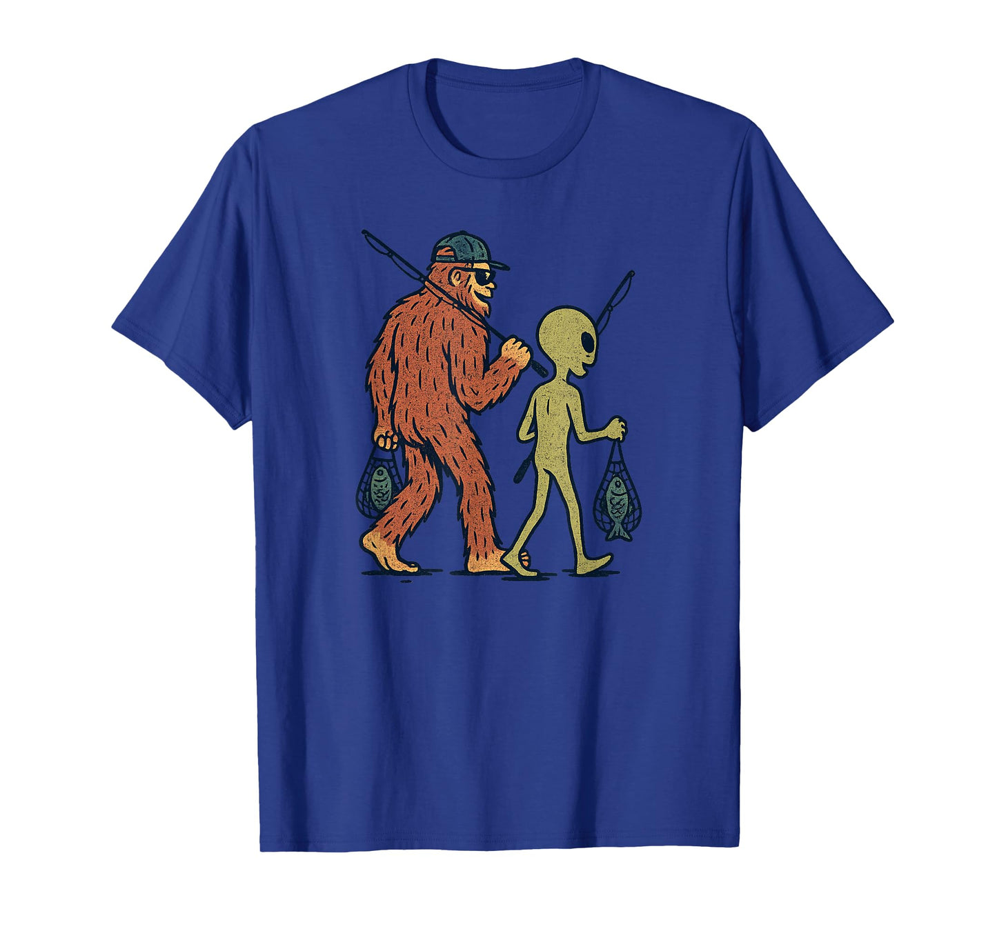 Sasquatch Fishing Vintage Funny Fishing T-Shirt