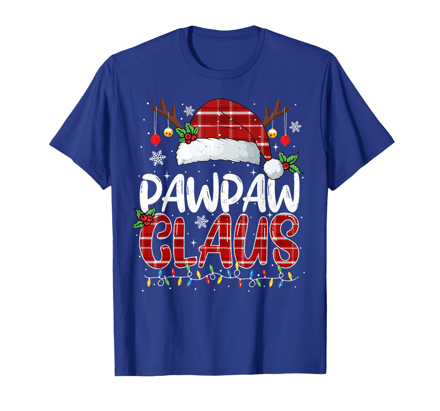 Pawpaw Claus Christmas Lights Pajama Family Matching T-Shirt
