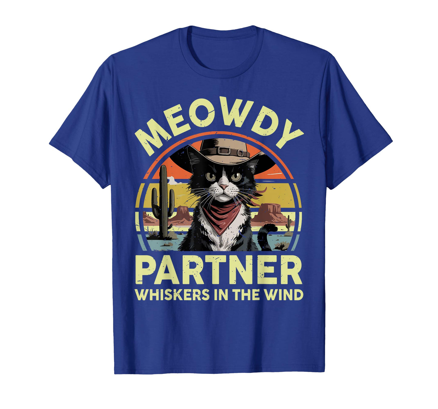 Meowdy Partner Cat Cowboy Funny Tuxedo Cat Mom Dad Men Women T-Shirt