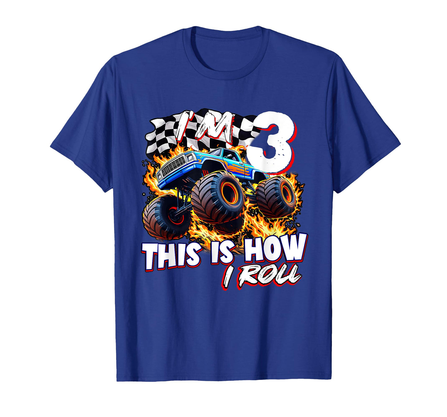 Funny 3 Year Old Birthday Boy Monster Truck 3rd Bday Kids T-Shirt