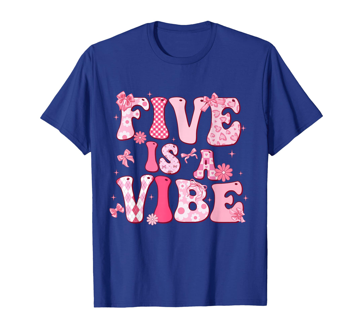 Five is A Vibe 5th Birthday Girl Coquette Bow 5 Years Old T-Shirt