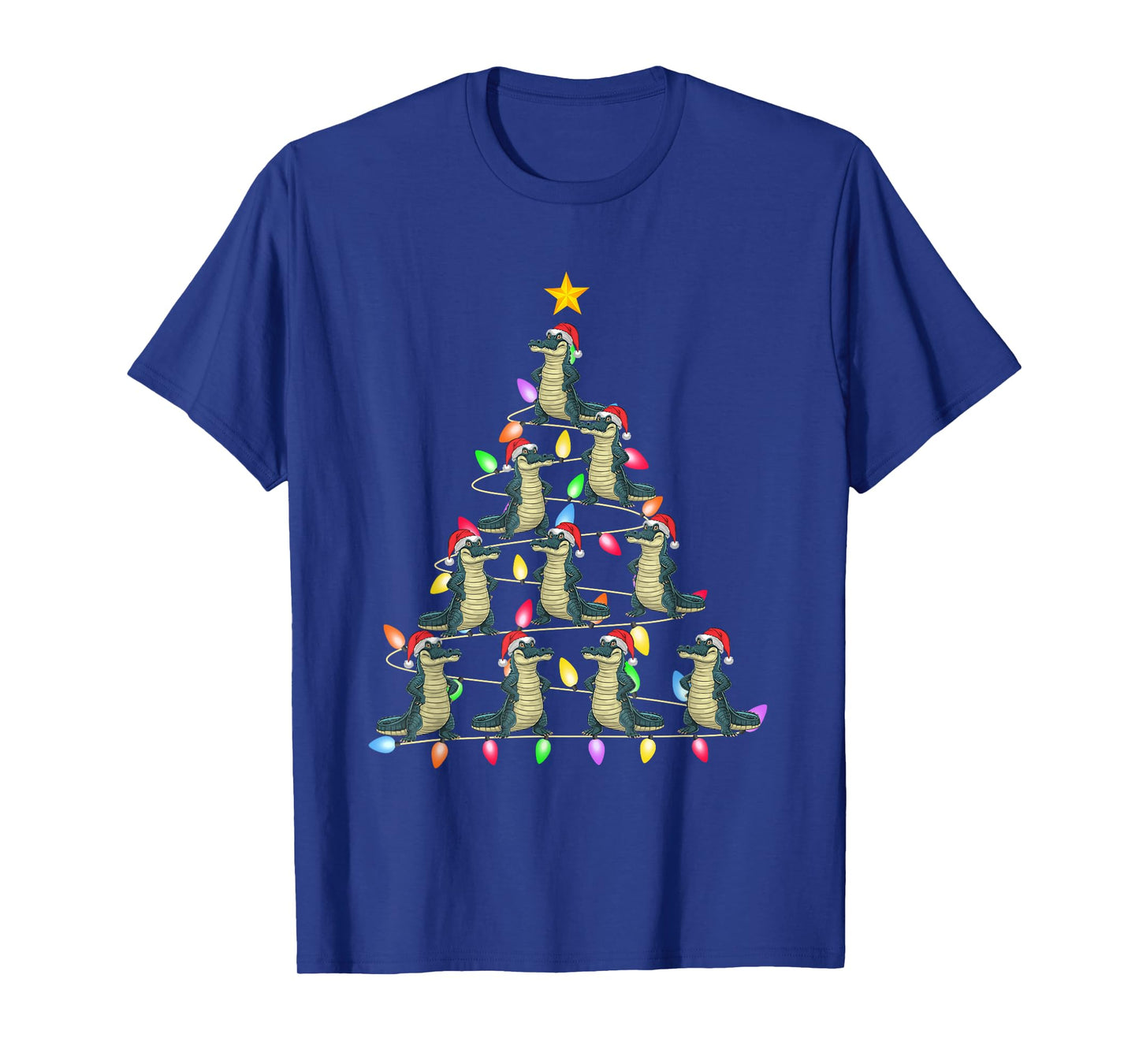 Christmas Tree Lights Men Women Santa Alligator Xmas PJs T-Shirt