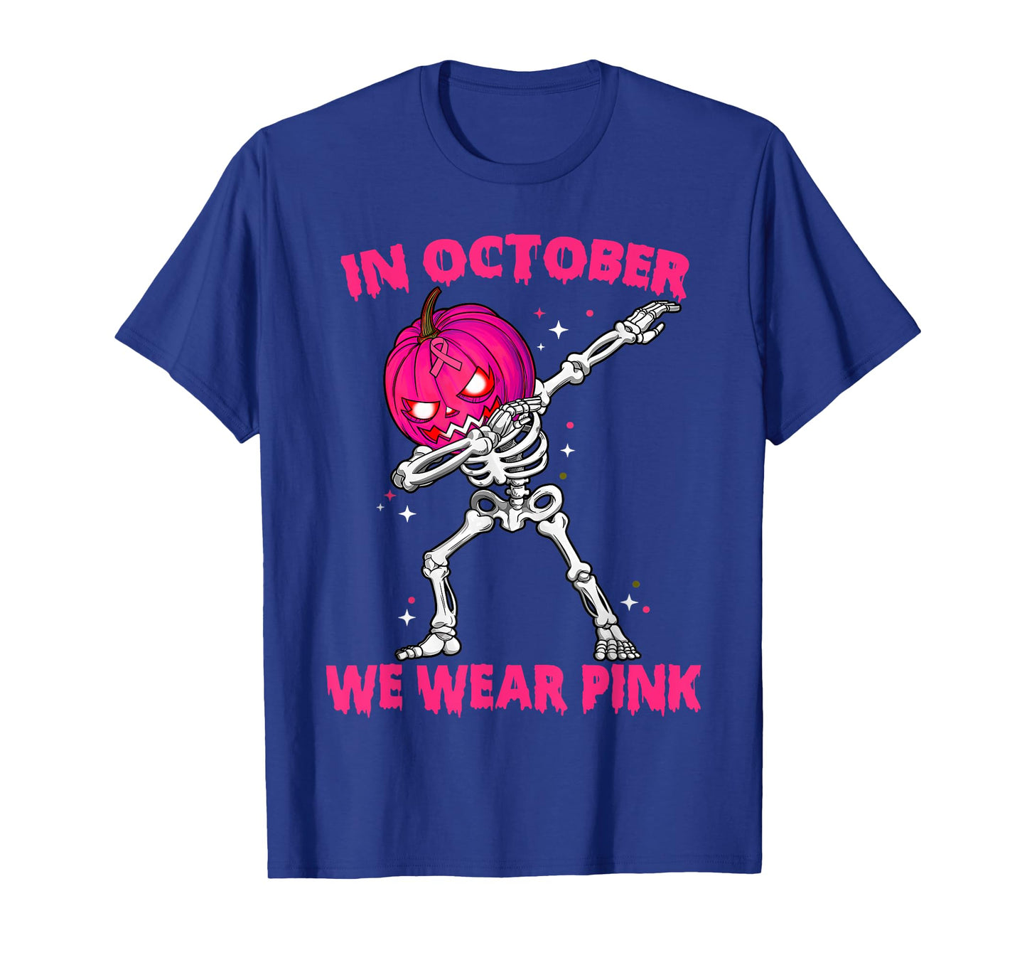 In October We Wear Pink Breast Cancer Pumpkin Halloween Boys T-Shirt