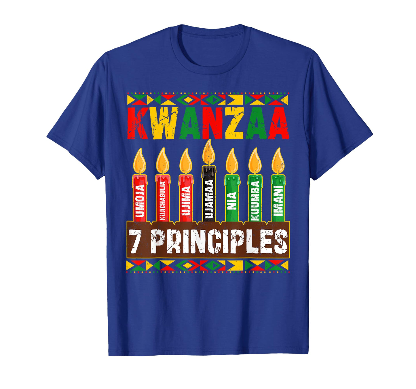Happy Kwanzaa Kinara Seven Principles Candles Pan African T-Shirt