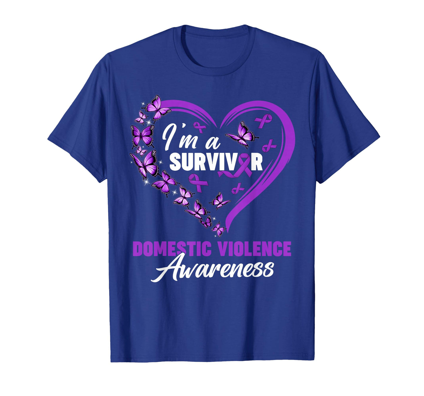I'm Survivor Domestic Violence Awareness Purple Ribbon Heart T-Shirt