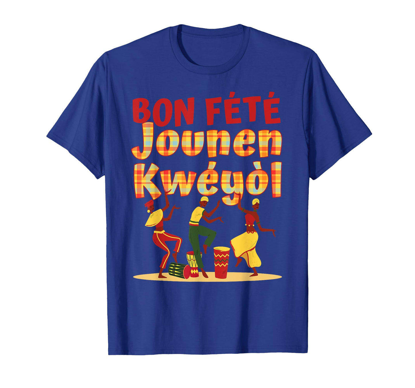 Bon Fete Jounen Kweyol, Happy Creole Day Madras Plaid T-Shirt