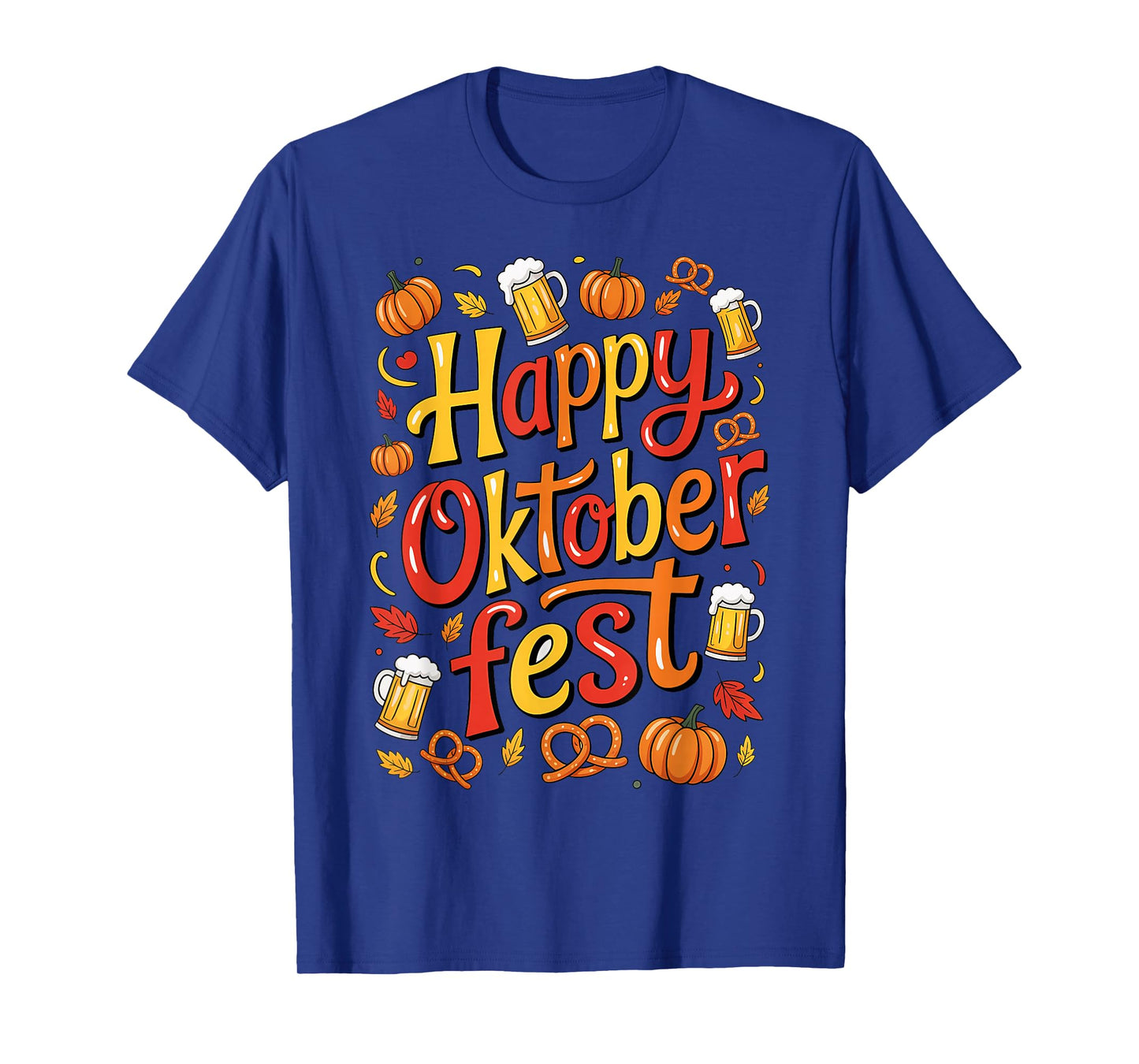 Happy Oktoberfest Beer Pretzel Pumpkin Festive Men Women T-Shirt