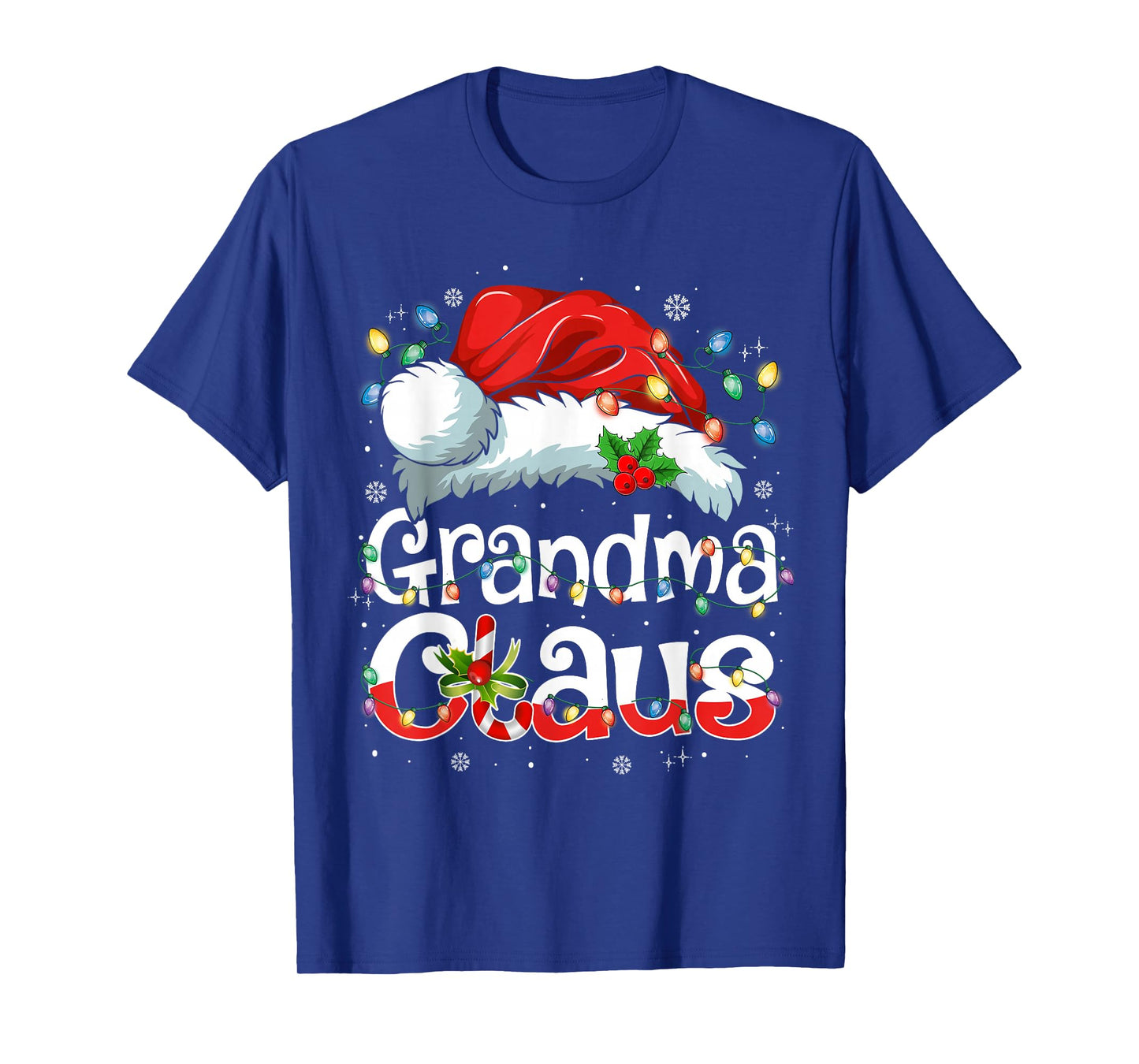 Grandma Claus Shirt Christmas Lights Pajama Family Matching T-Shirt