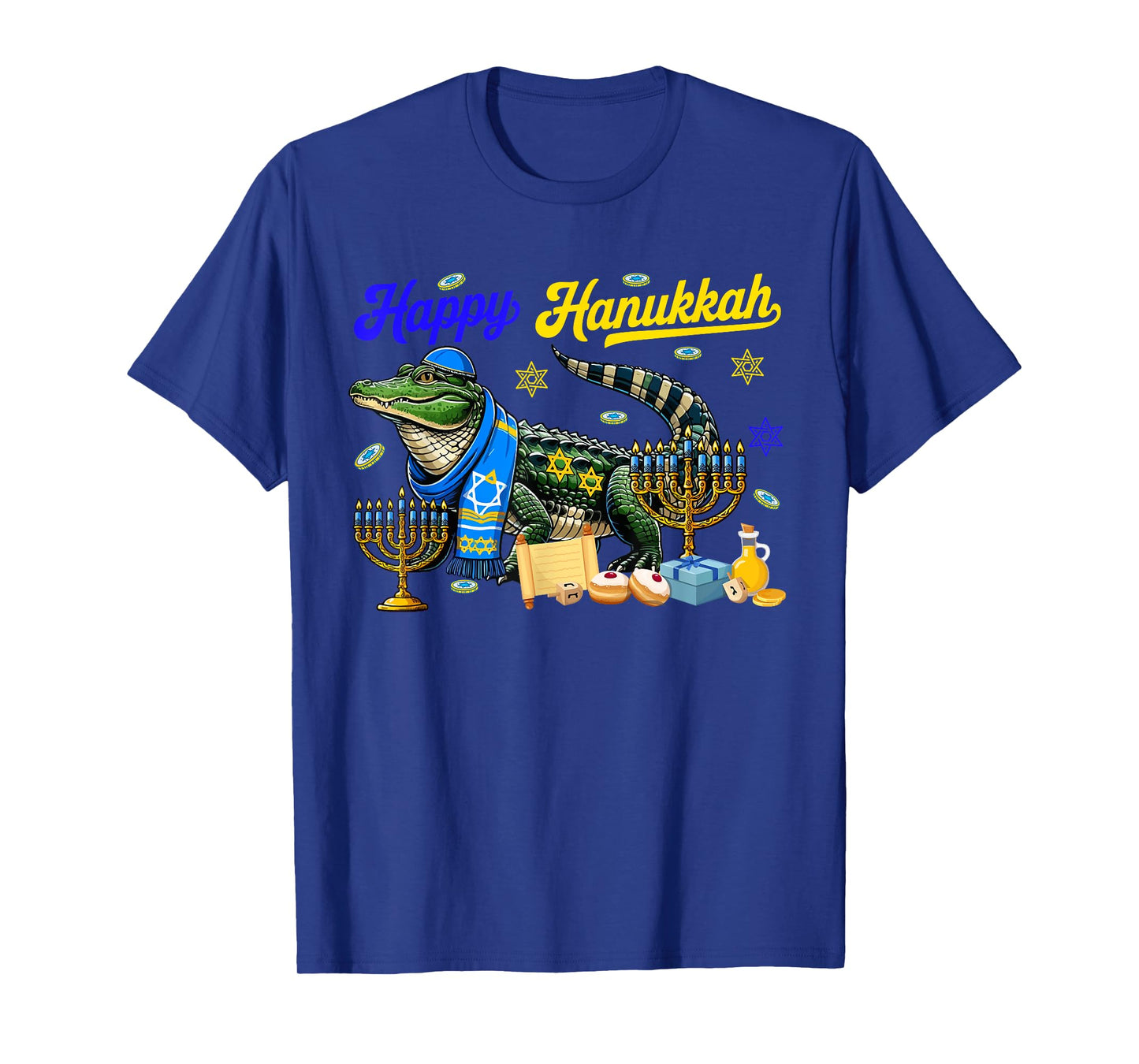 Happy Hanukkah Alligator Costume Jewish Menorah Dreidel T-Shirt