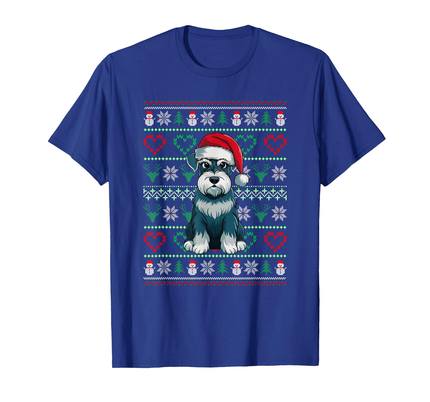 Ugly Christmas Schnauzer Dog Wearing Santa Hat Xmas Pajama T-Shirt