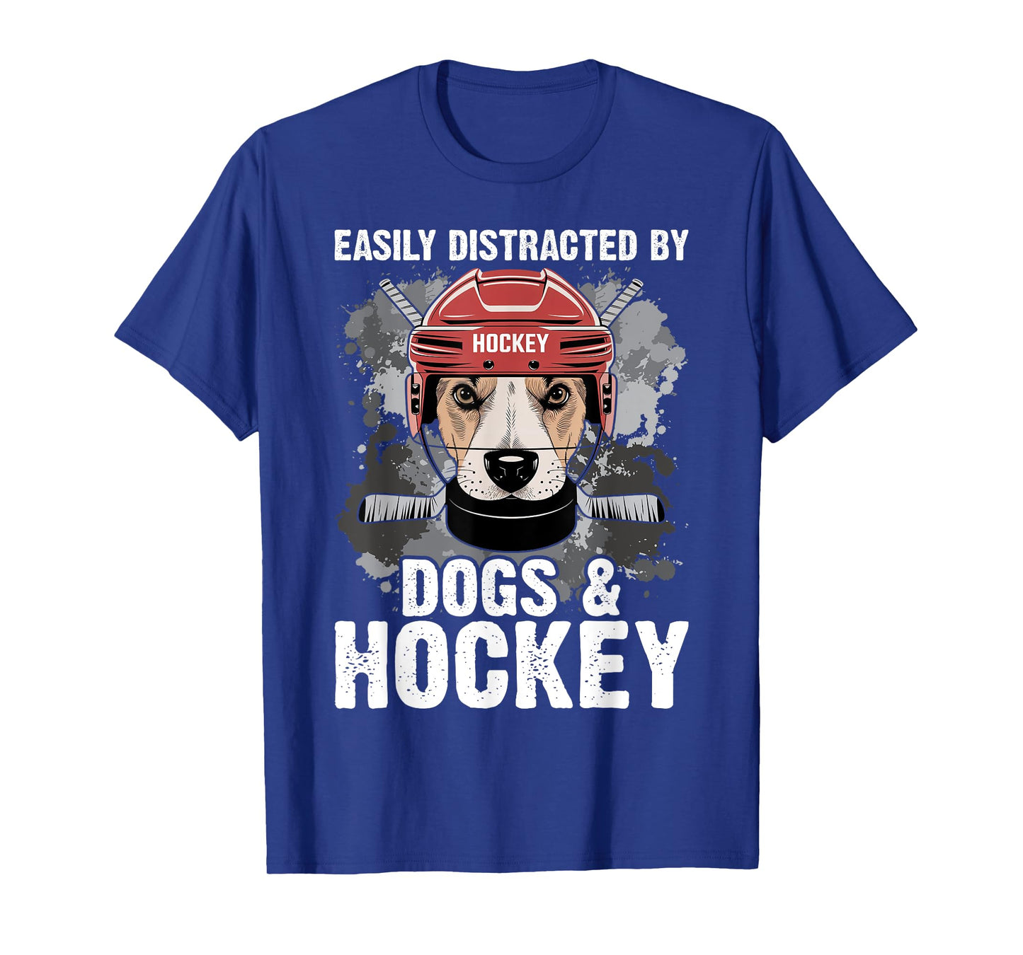 Easily Distracted By Dogs And Hockey Funny Dog Owner T-Shirt for Men Women Kids
