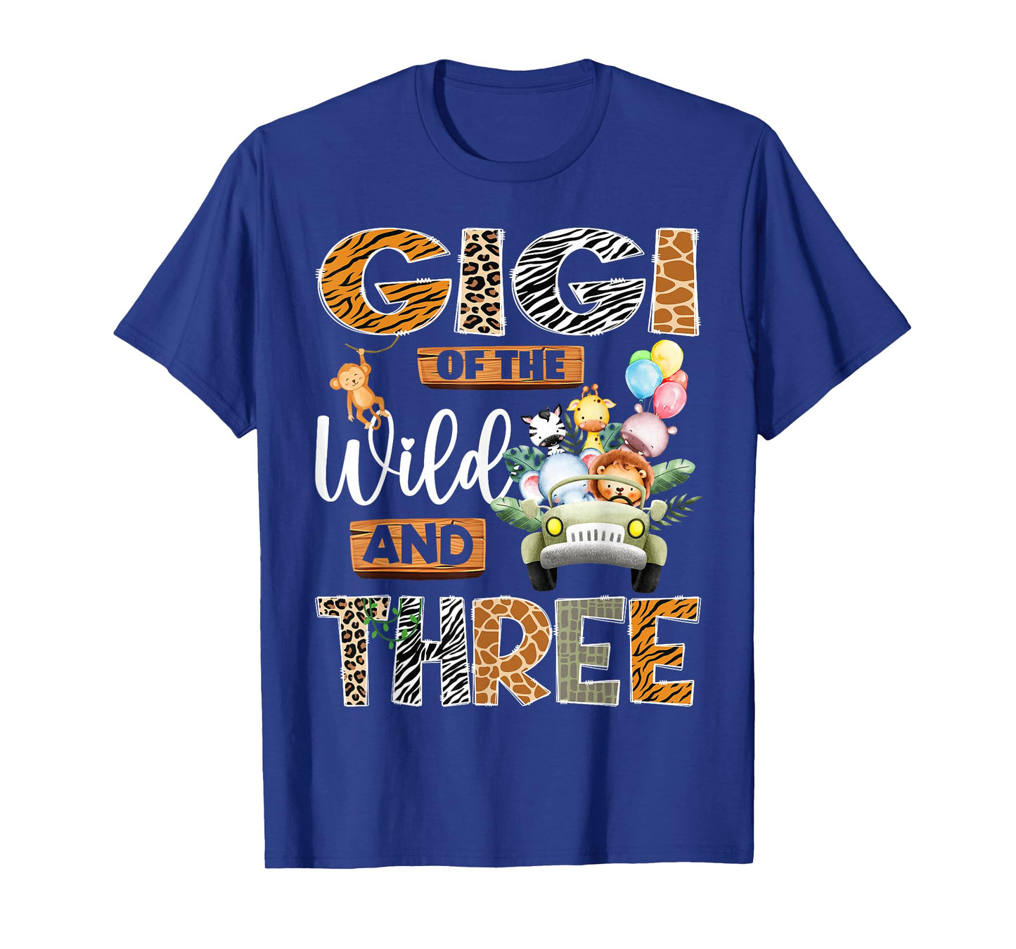 Gigi of The Wild and Three 3Rd Birthday Boy Safari Truck T-Shirt