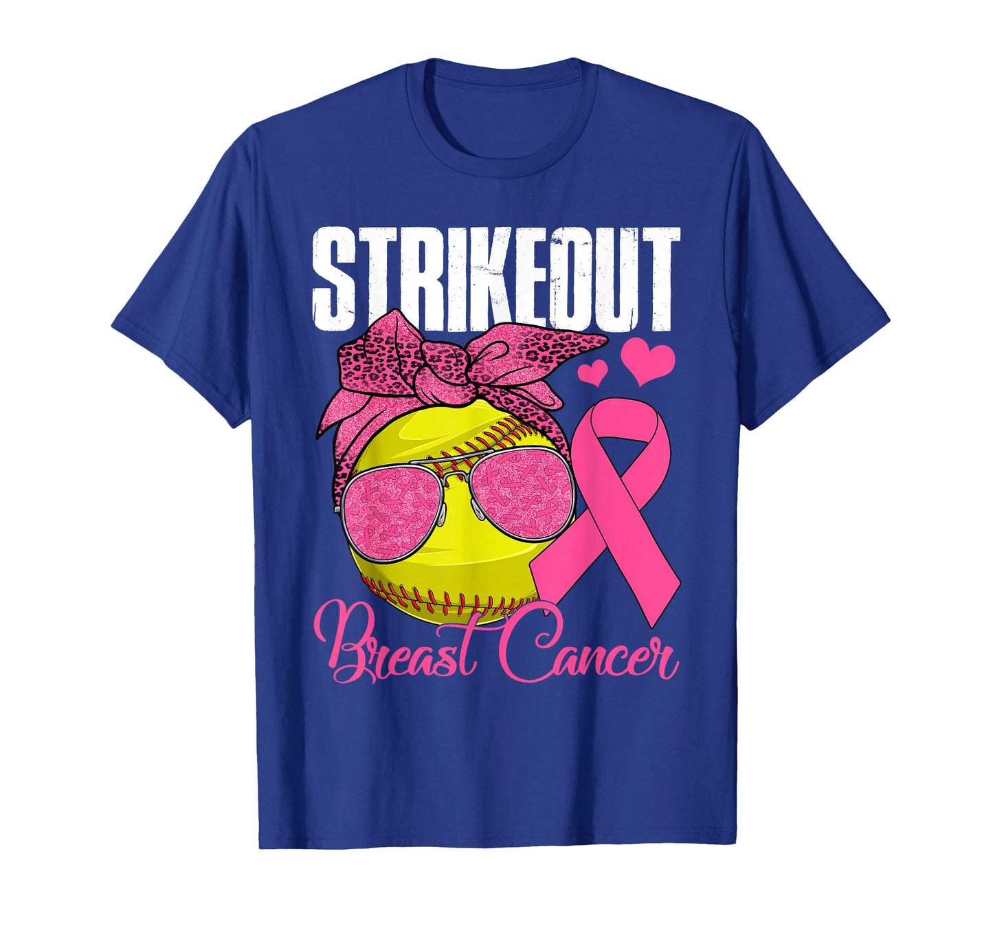 Strike Out Breast Cancer Softball Ball & Pink Ribbon Women T-Shirt