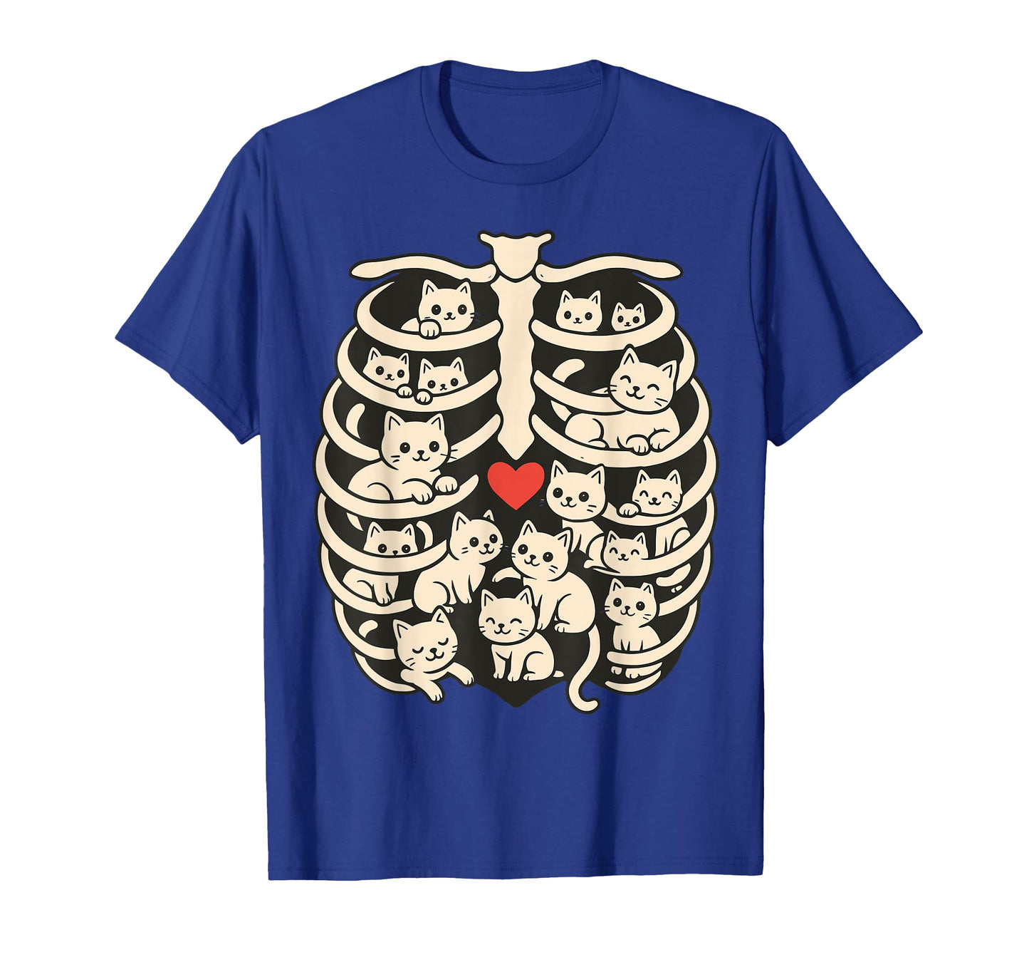 Cute Skeleton Ribcage Full of Cats Halloween Cat Lover T-Shirt