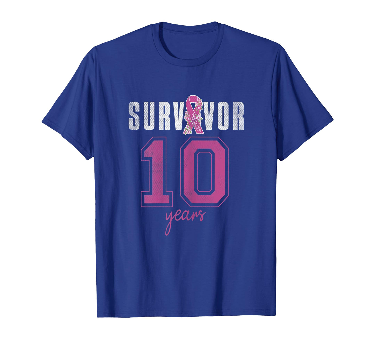 Womens Survivor 10 Years October Ribbon Breast Cancer Awareness T-Shirt