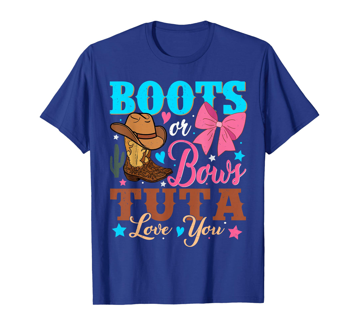Boots or Bows Tuta Loves You Gender Reveal Party T-Shirt