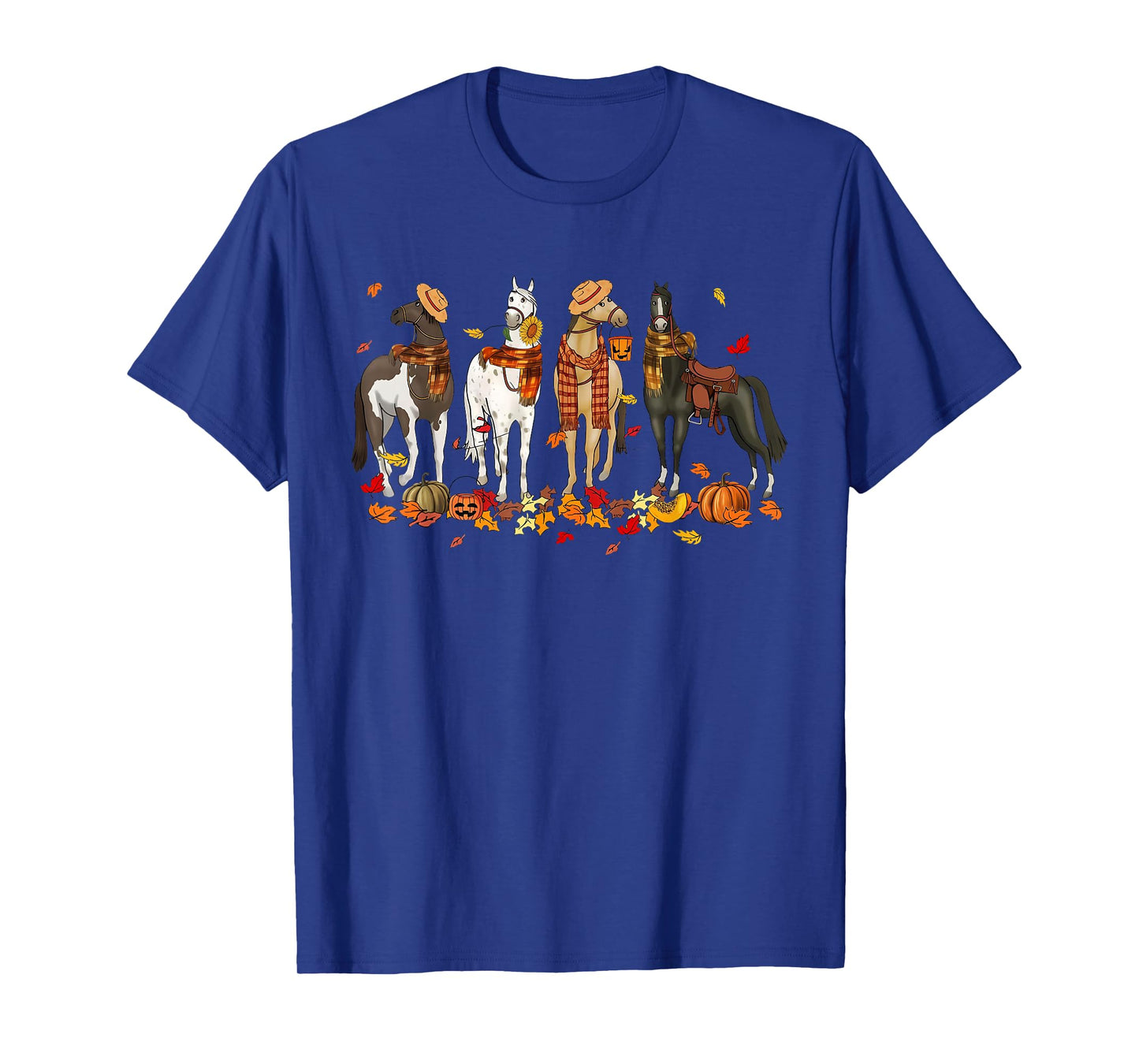 Fall Horse Thanksgiving Horse Autumn Leaves Western Horses T-Shirt