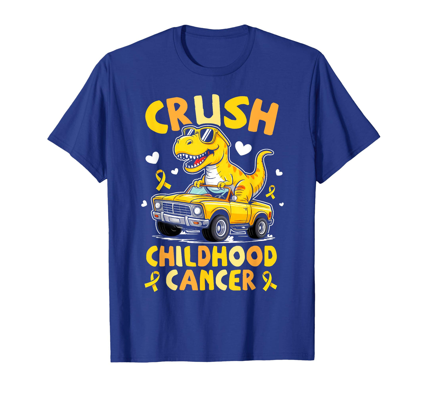 Crush Childhood Cancer Awareness Monster Truck Dinosaur Kids T-Shirt