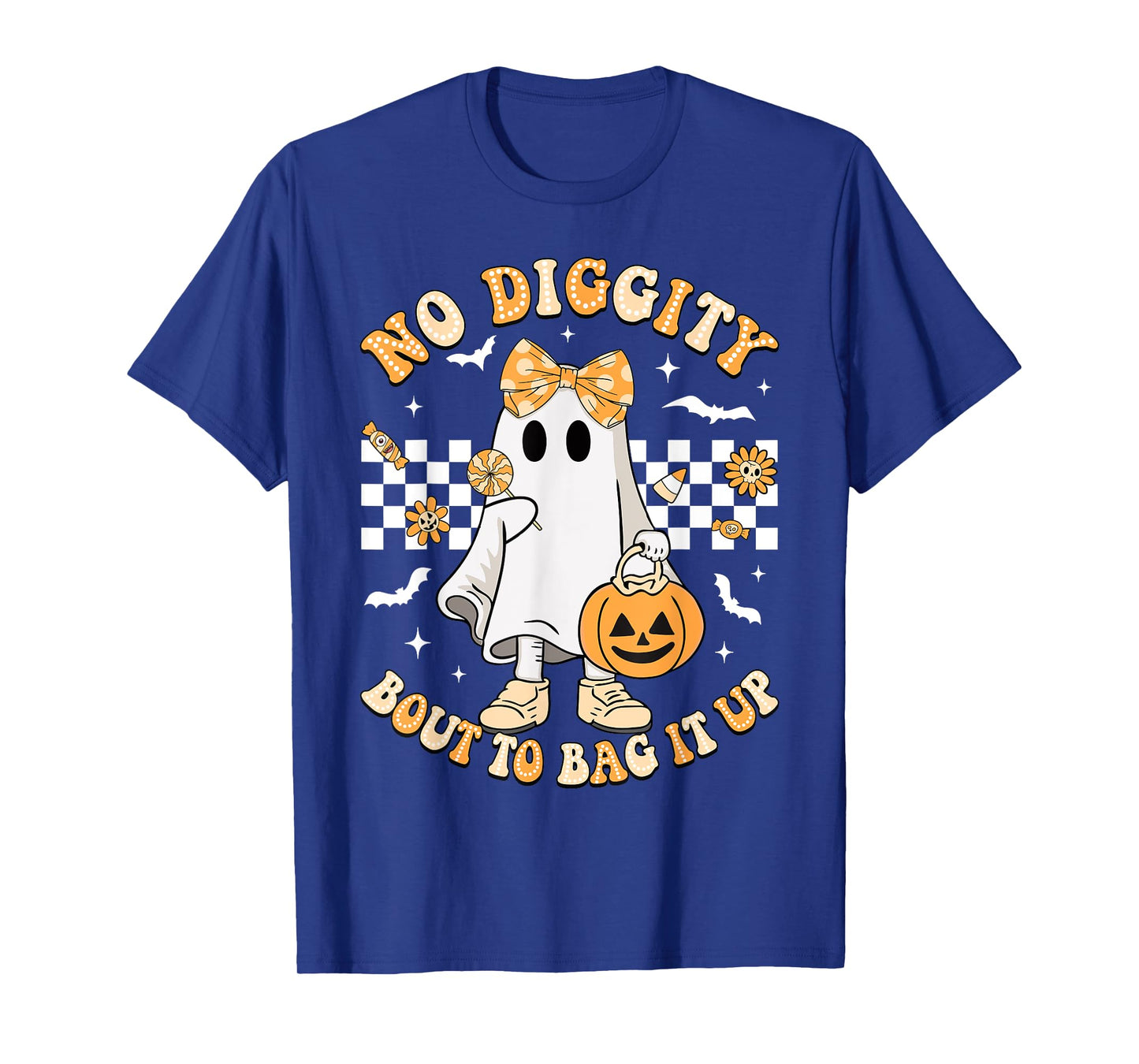 Halloween Ghost No Diggity Bout To Bag It Up Girls Kids T-Shirt