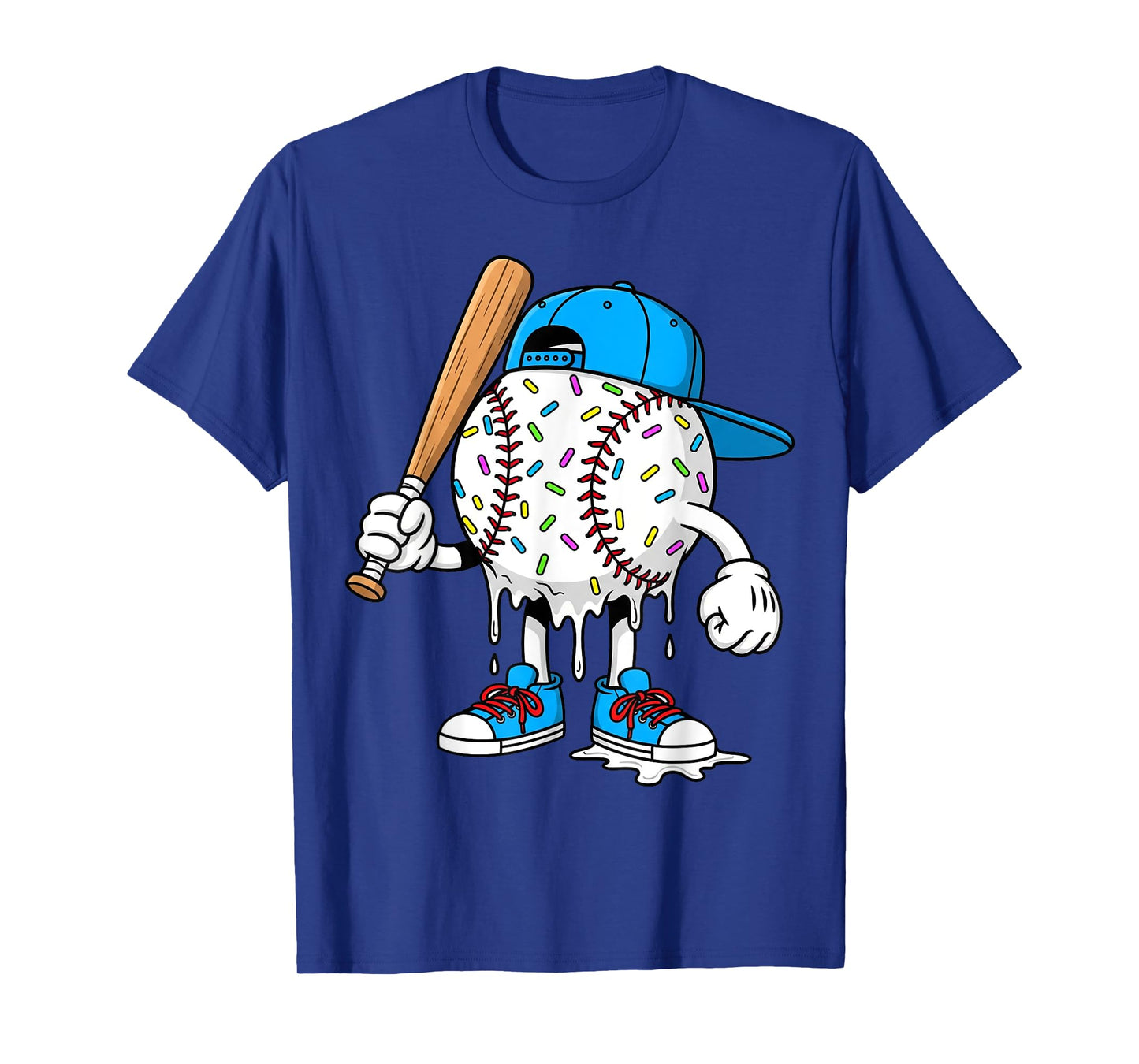 Ice Cream Drip Baseball Funny Sports Men Women Boy Girl Kids T-Shirt