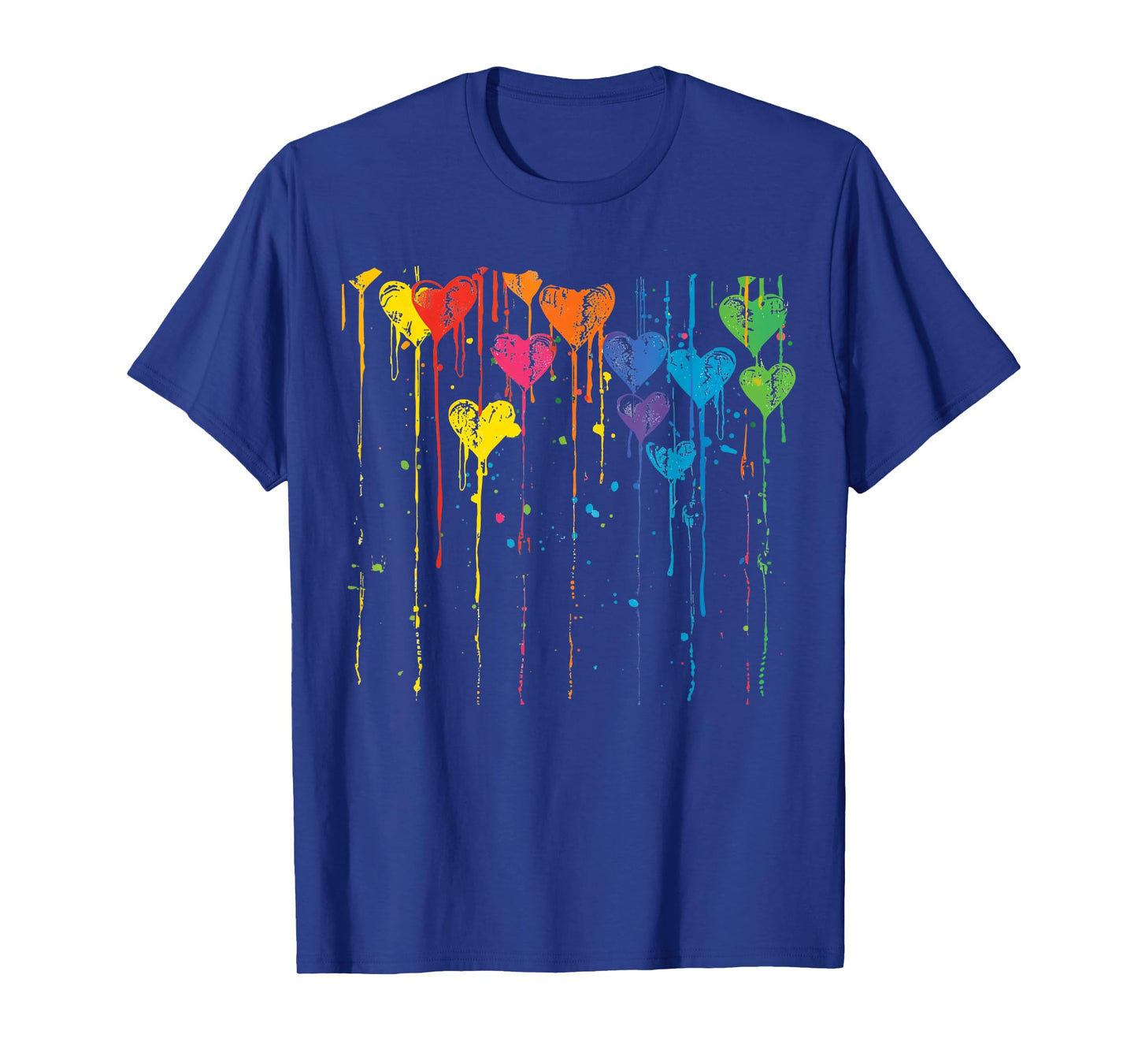 Colorful Hearts Dripping Paint Splatter T-Shirt