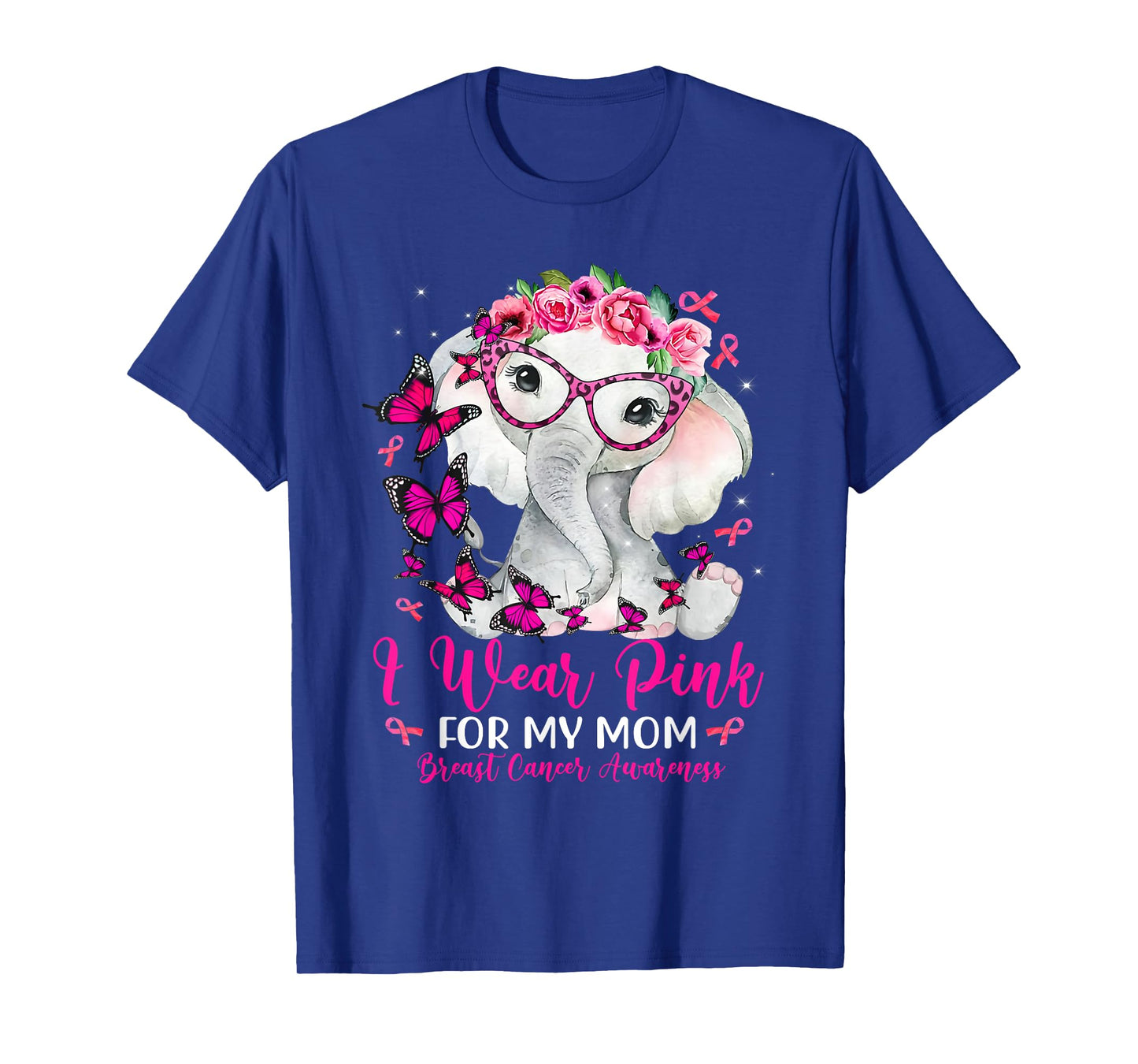 I Wear Pink For My Mom Elephant Breast Cancer Awareness T-Shirt