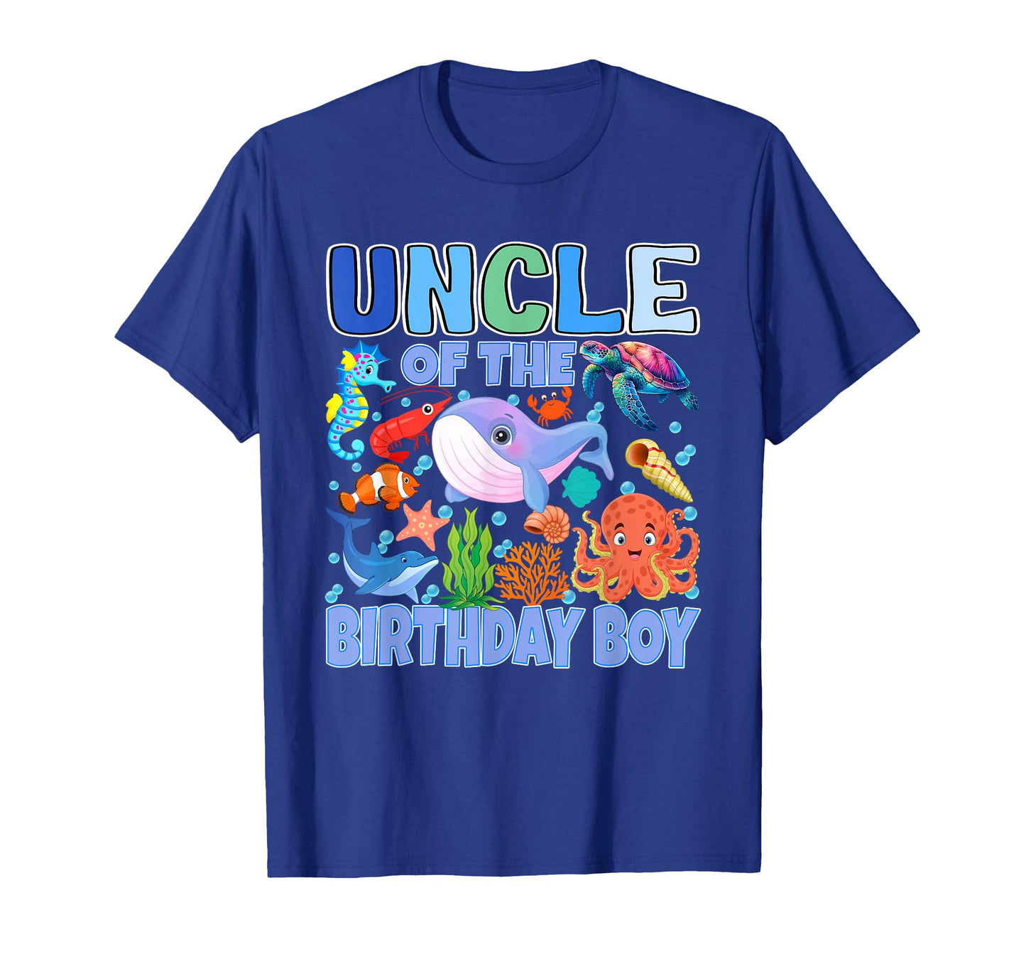 Uncle of The Birthday Boy Aquarium Sea Animals Matching T-Shirt