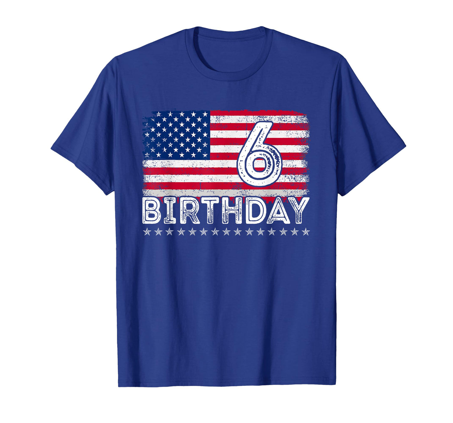 6 Years Old American Flag 6th Birthday USA Flag July 4th Boy T-Shirt