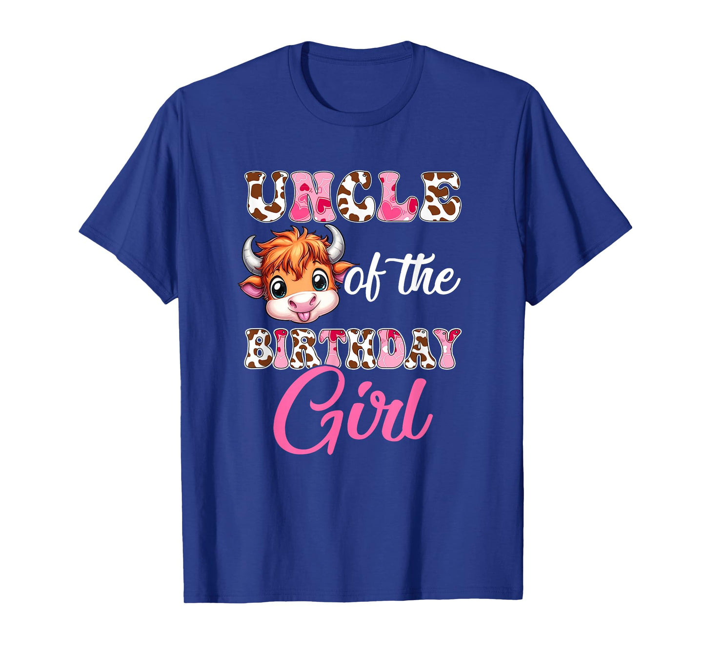 Uncle Of The Birthday Girl Highland Cow Farm 1St Birthday T-Shirt