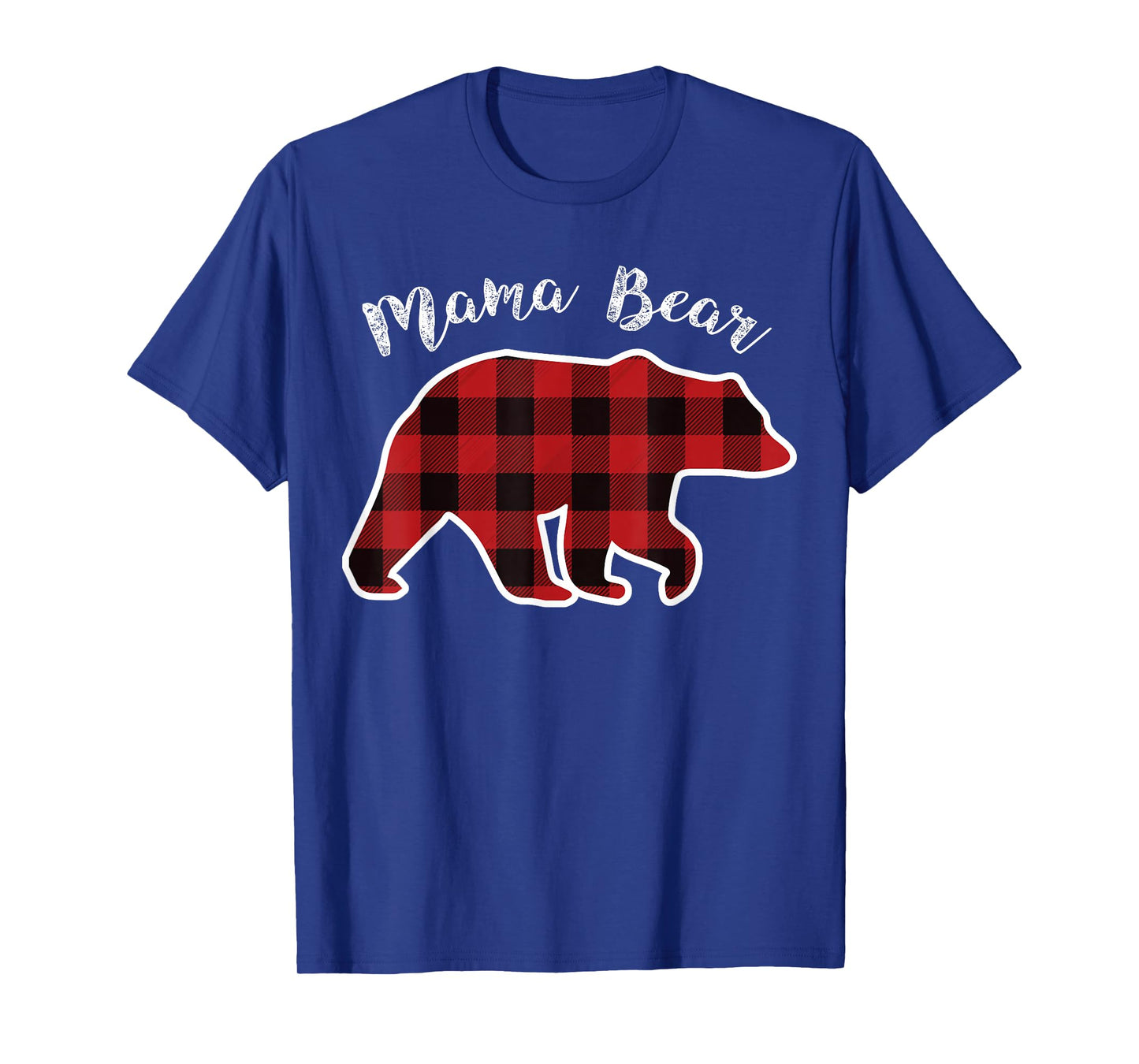 MAMA BEAR | Women Red Plaid Christmas Pajama Family Mom Gift T-Shirt