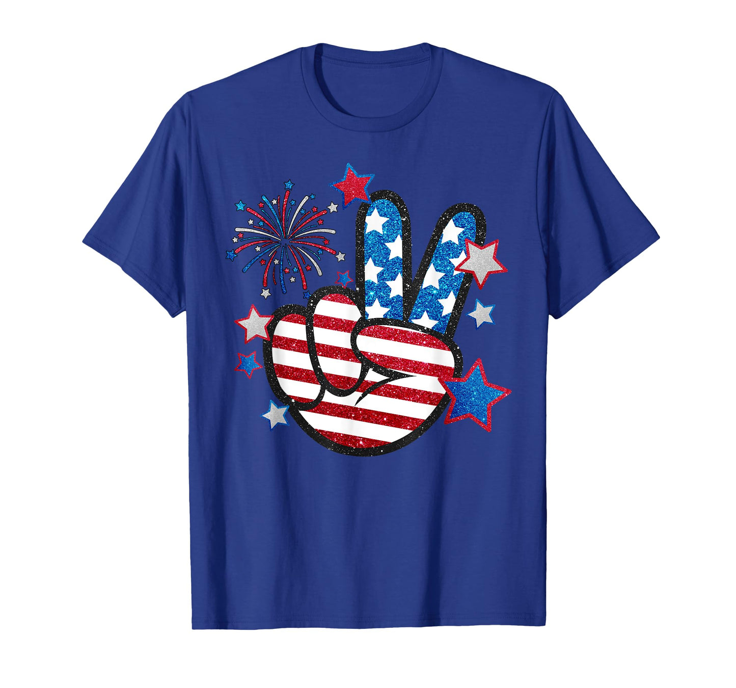 American Flag Peace Sign Hand Fourth of July Men Women Kid T-Shirt