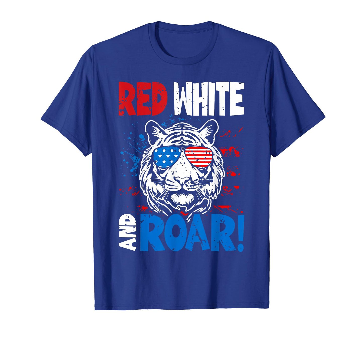 Red White And Roar Tiger 4th Of July USA American Flag T-Shirt