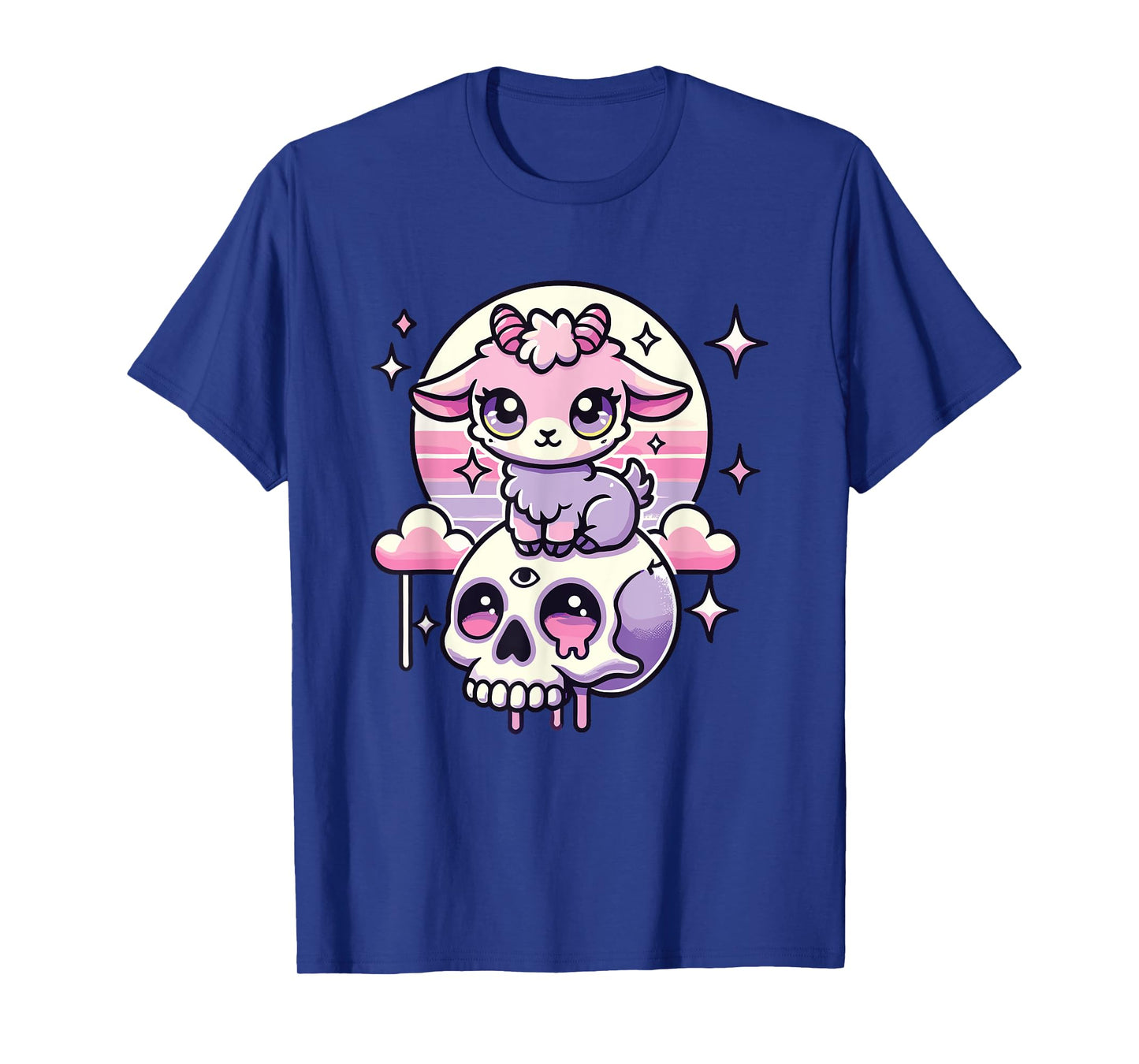 Kawaii Pastel Goth Cute Creepy Goat Bat Skeleton T-Shirt