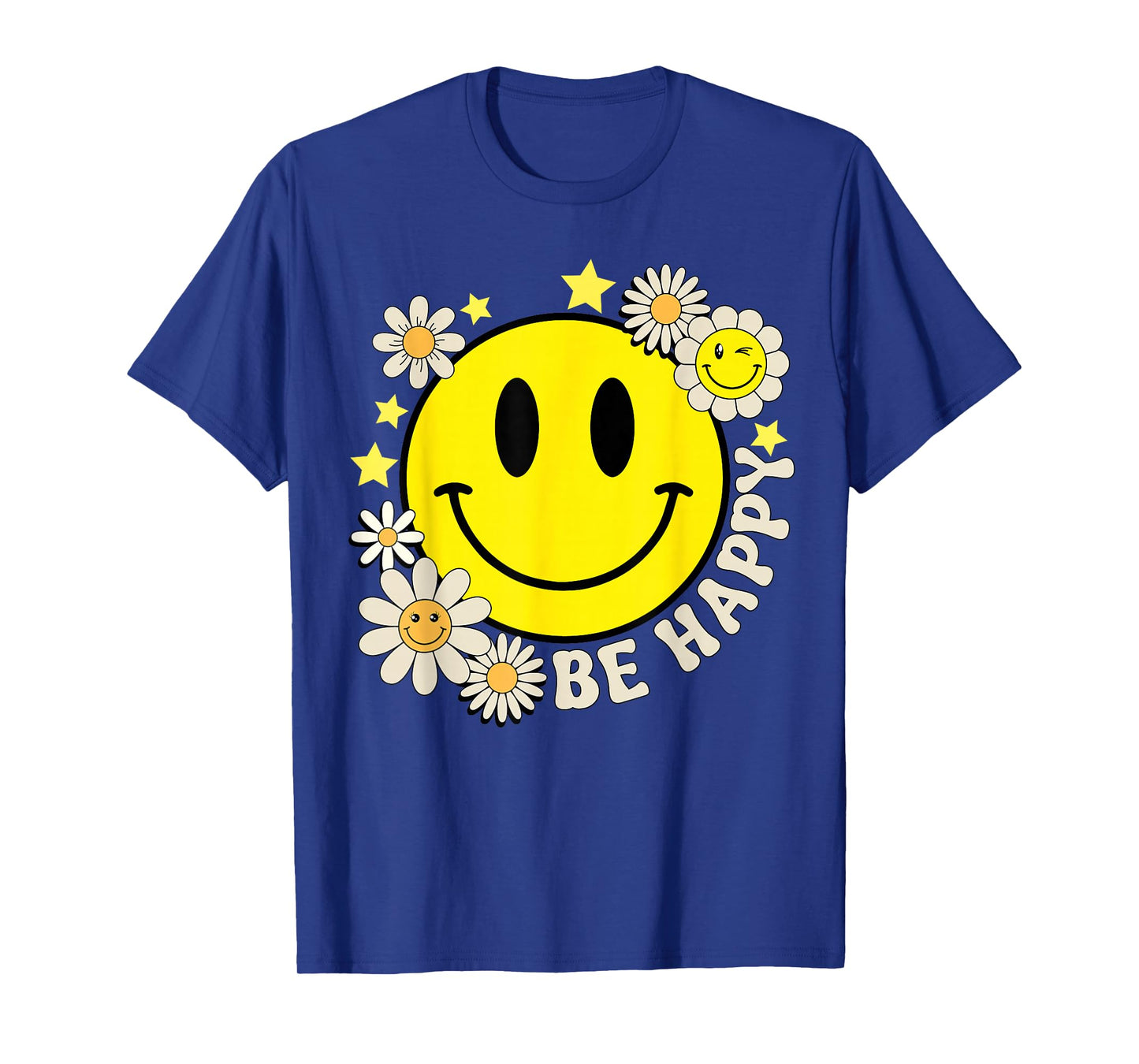 Cute Smile Face Flower Happy Face Flowers Heart Kids Girls T-Shirt