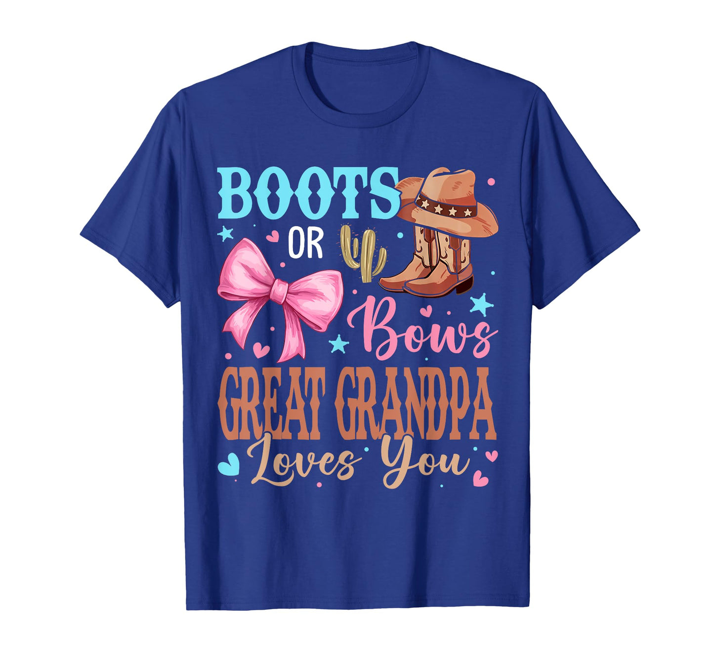 Boots or Bows Gender Reveal Party Announcement Great Grandpa T-Shirt