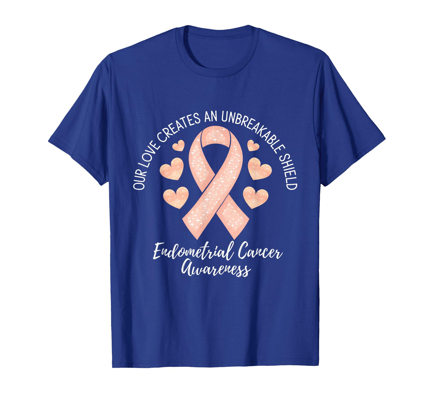 Endometrial Cancer Awareness Peach Ribbon T-Shirt