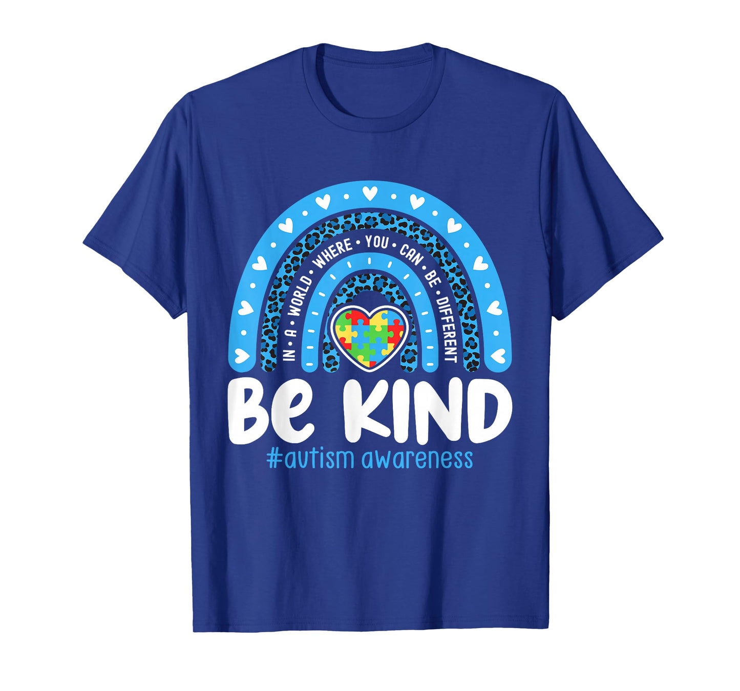 Autism Awareness Rainbow In April We Wear Blue Ribbon Autism T-Shirt