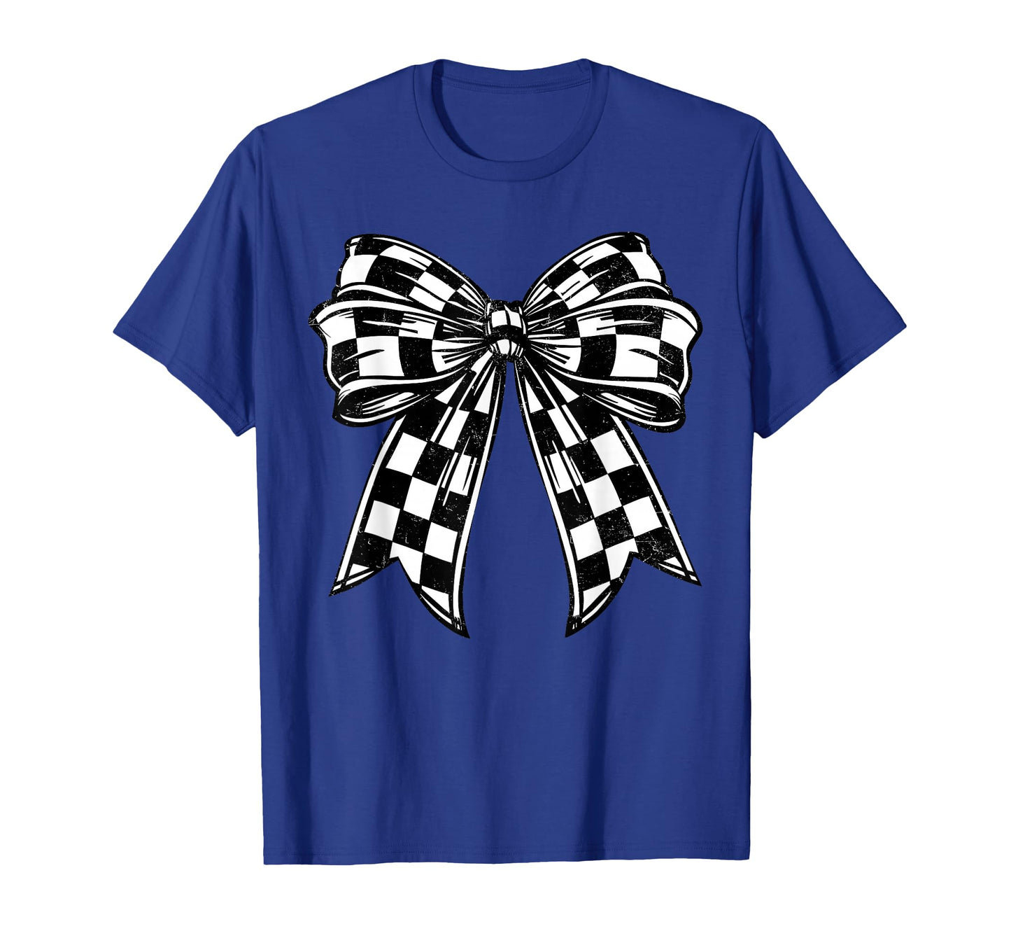 Retro Coquette Bow Checkered Flag Race Day Racing Aesthetic T-Shirt