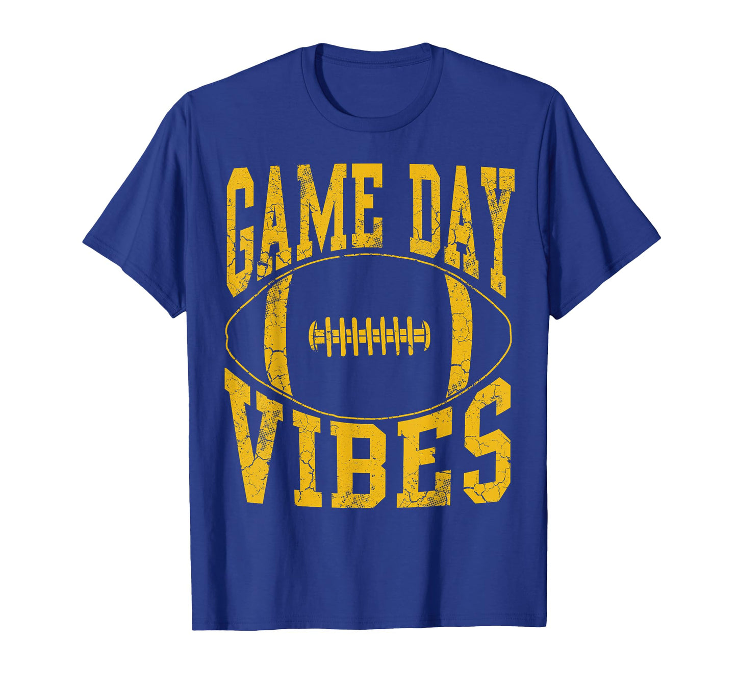 Game Day Vibes Yellow Football Vintage Distressed Graphic T-Shirt