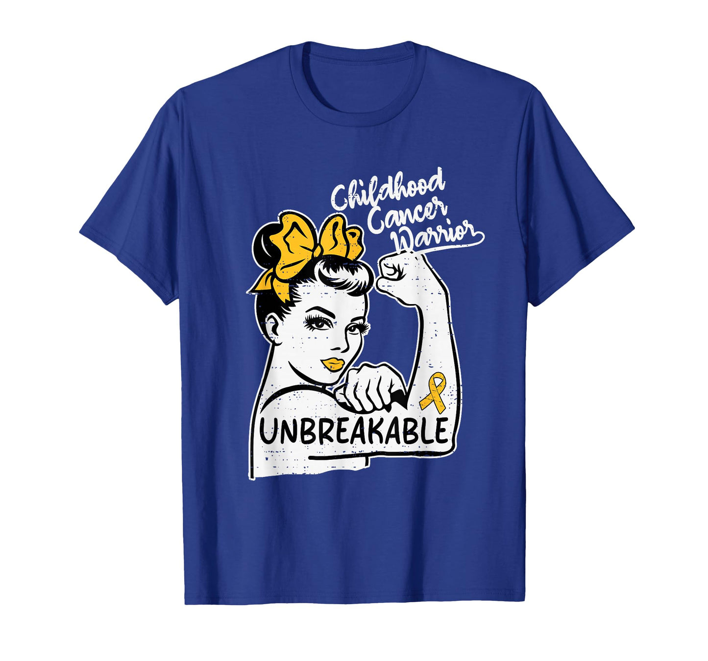 Womens Childhood Cancer Warrior Awareness Gold Heart Ribbon T-Shirt