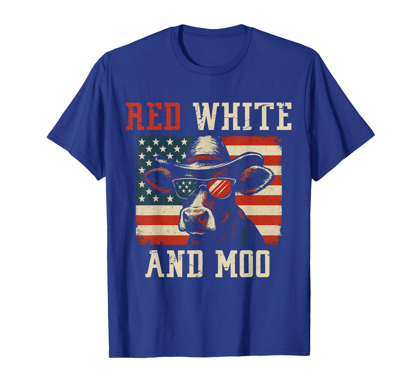 Red, White and Moo Funny Cow American Flag Patriotic T-Shirt