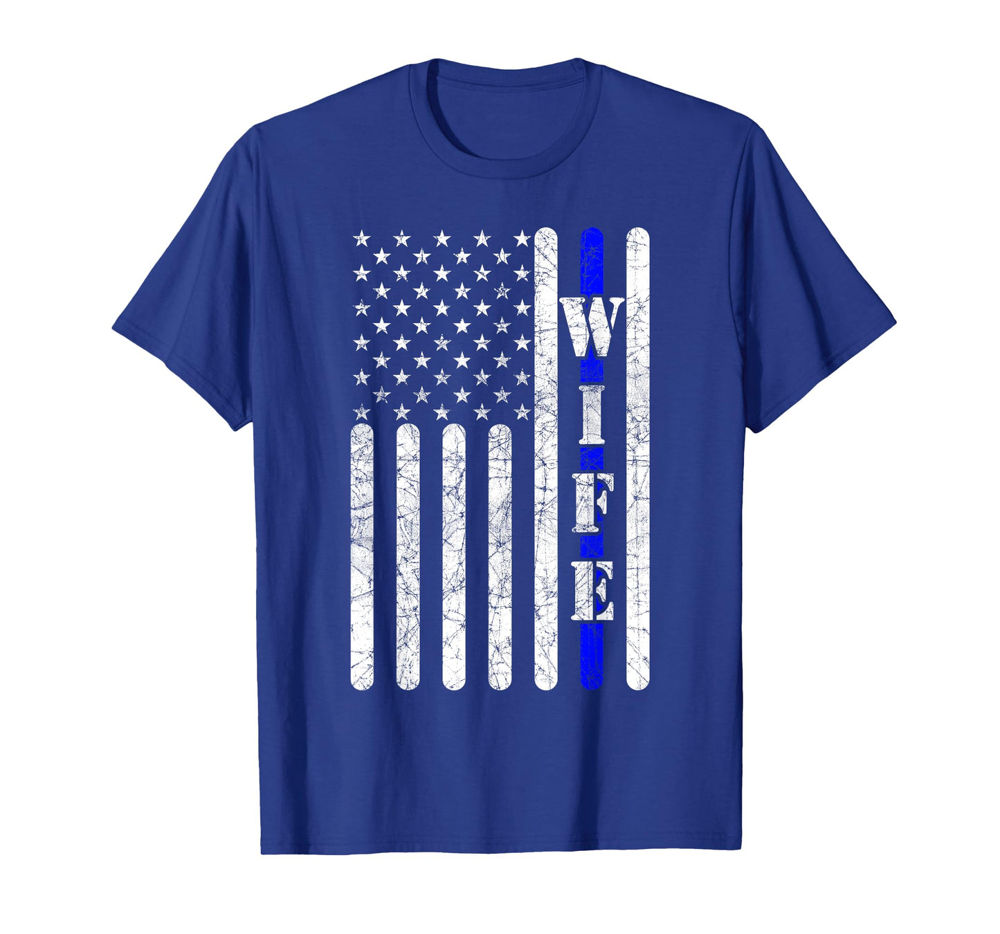 Thin Blue Line T shirt Police Wife Vintage American Flag T-Shirt