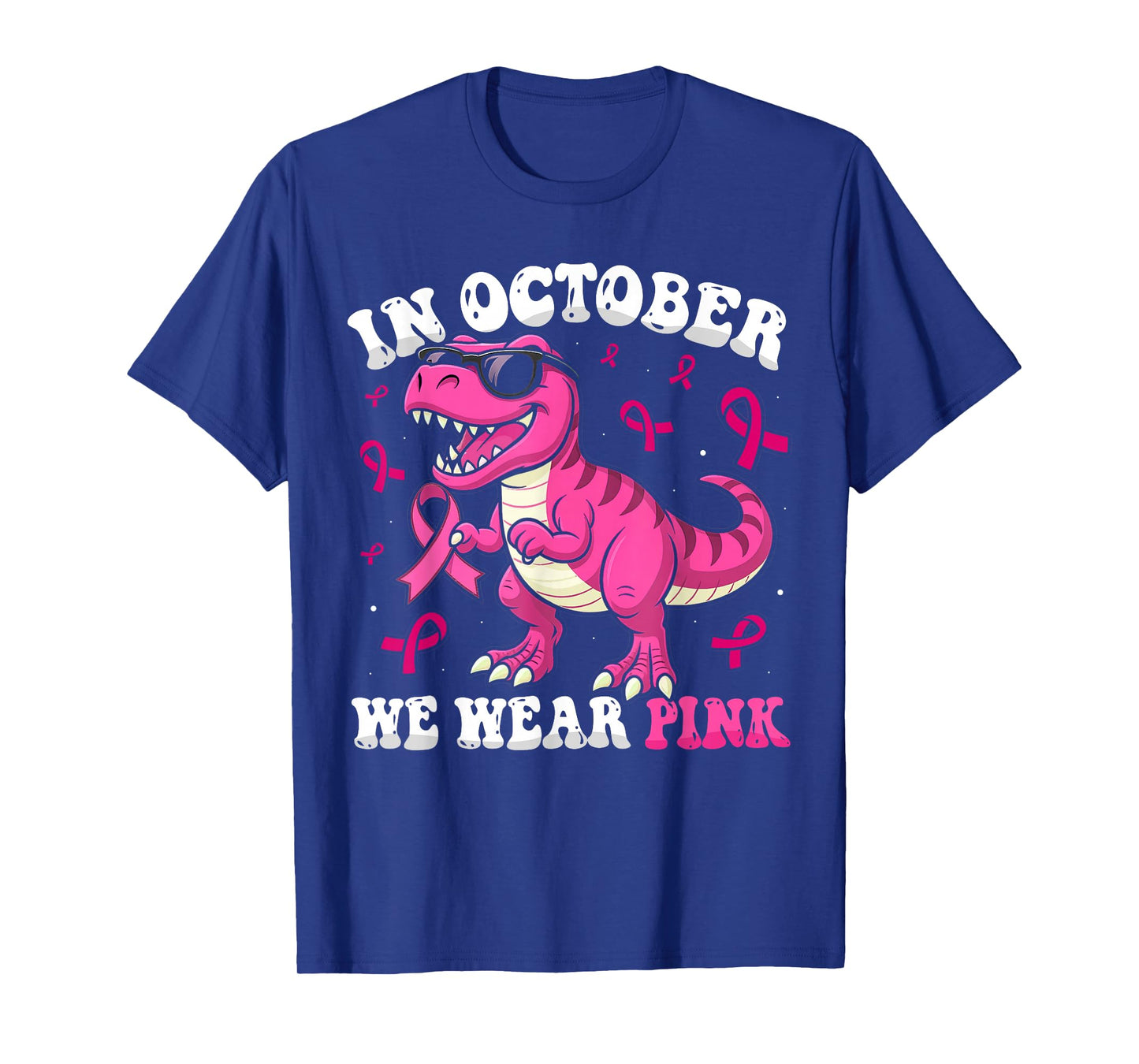 In October We Wear Pink Dinosaur Breast Cancer Awareness Boy T-Shirt
