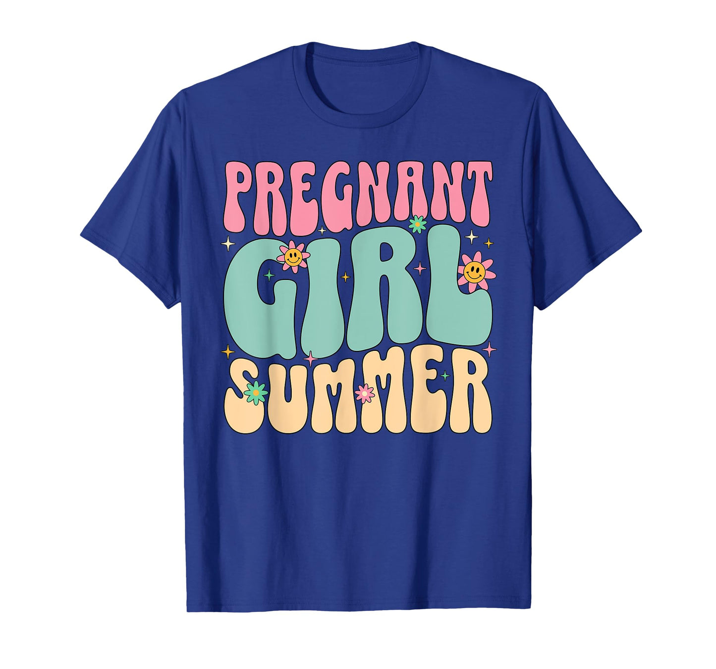 Groovy Pregnancy Reveal Pregnant Girl Summer Baby Shower - T-Shirt