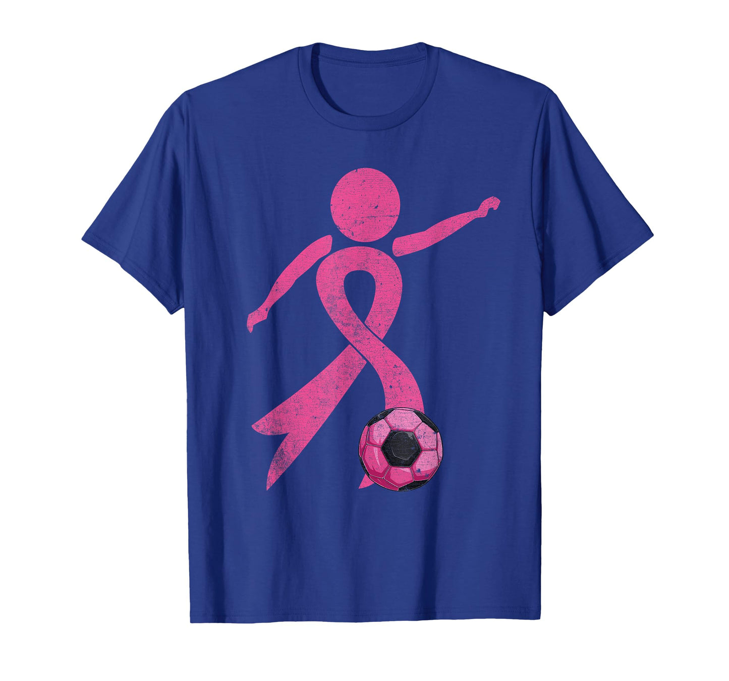 Retro Soccer Pink Ribbon Breast Cancer Awareness Sport T-Shirt