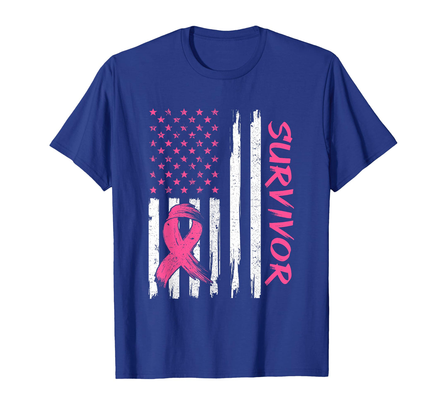 Breast Cancer Survivor American Flag Breast Cancer Awareness T-Shirt