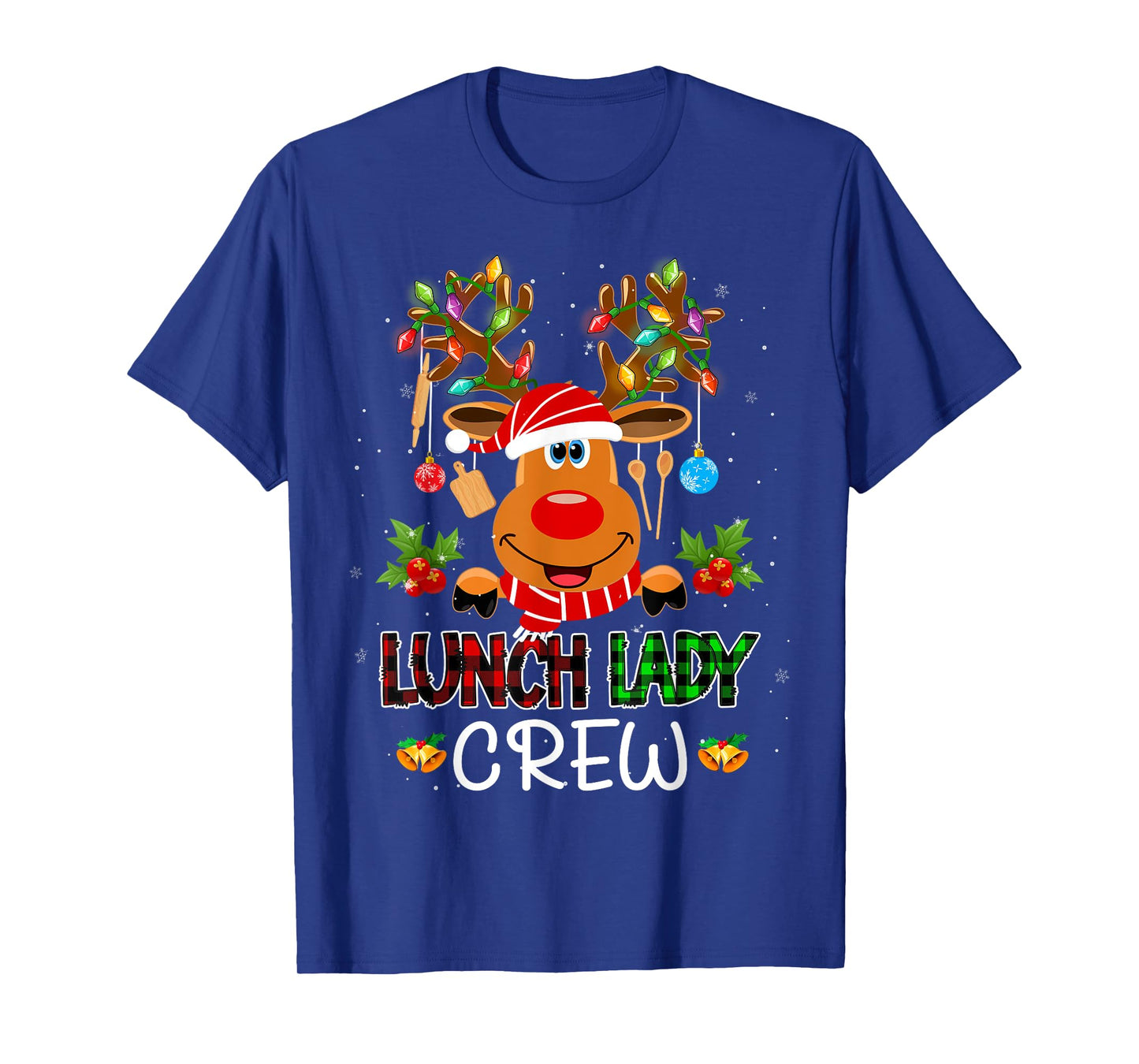 Lunch Lady Crew Reindeer Cafeteria Lady Xmas Holiday Women T-Shirt