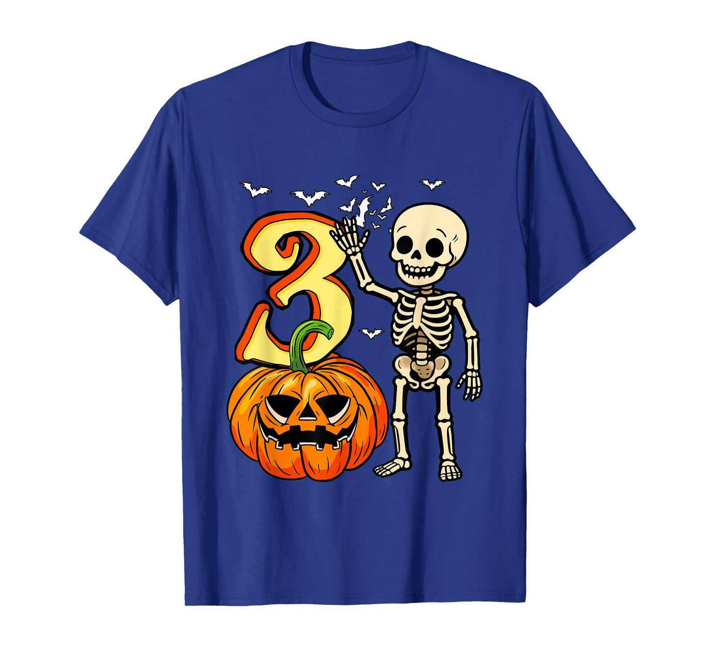3 Halloween Skeleton 3rd Birthday Horror Carved Pumpkin T-Shirt