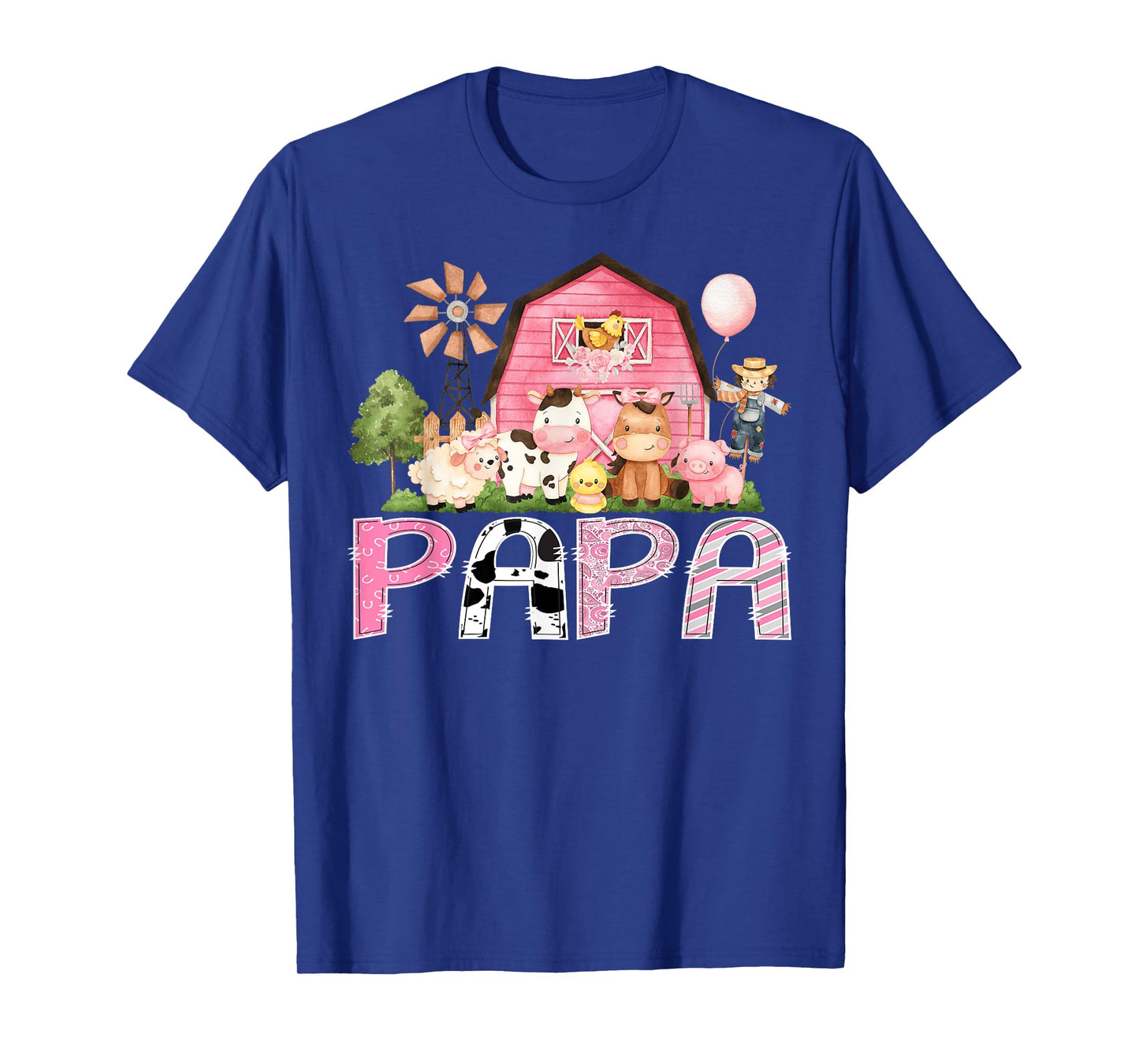 Papa Pink Farm Cow Birthday Girl Matching Family T-Shirt